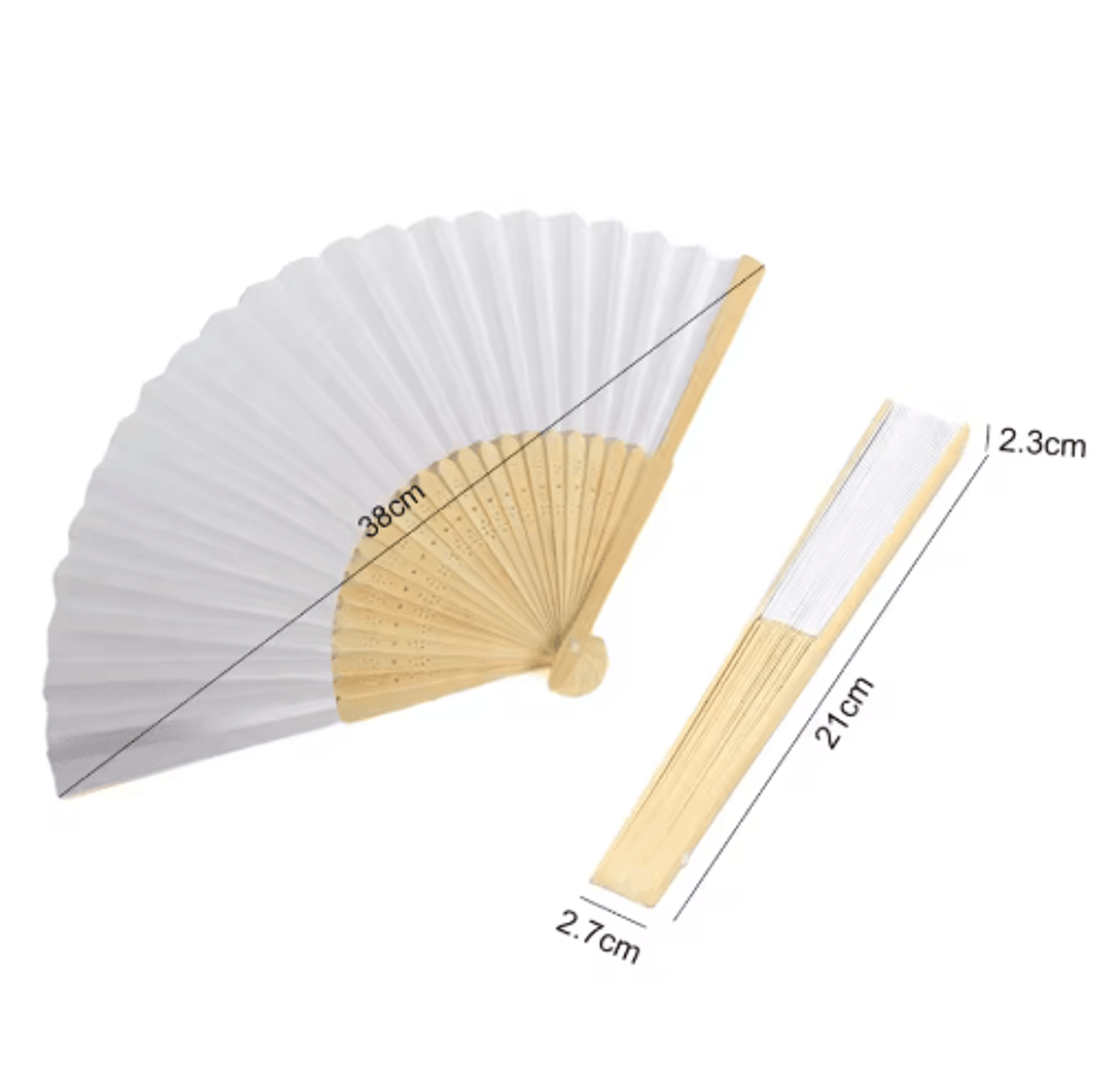 White Bamboo Folding Fans  DIY HandPainting Fans For Weddings  Crafts 1