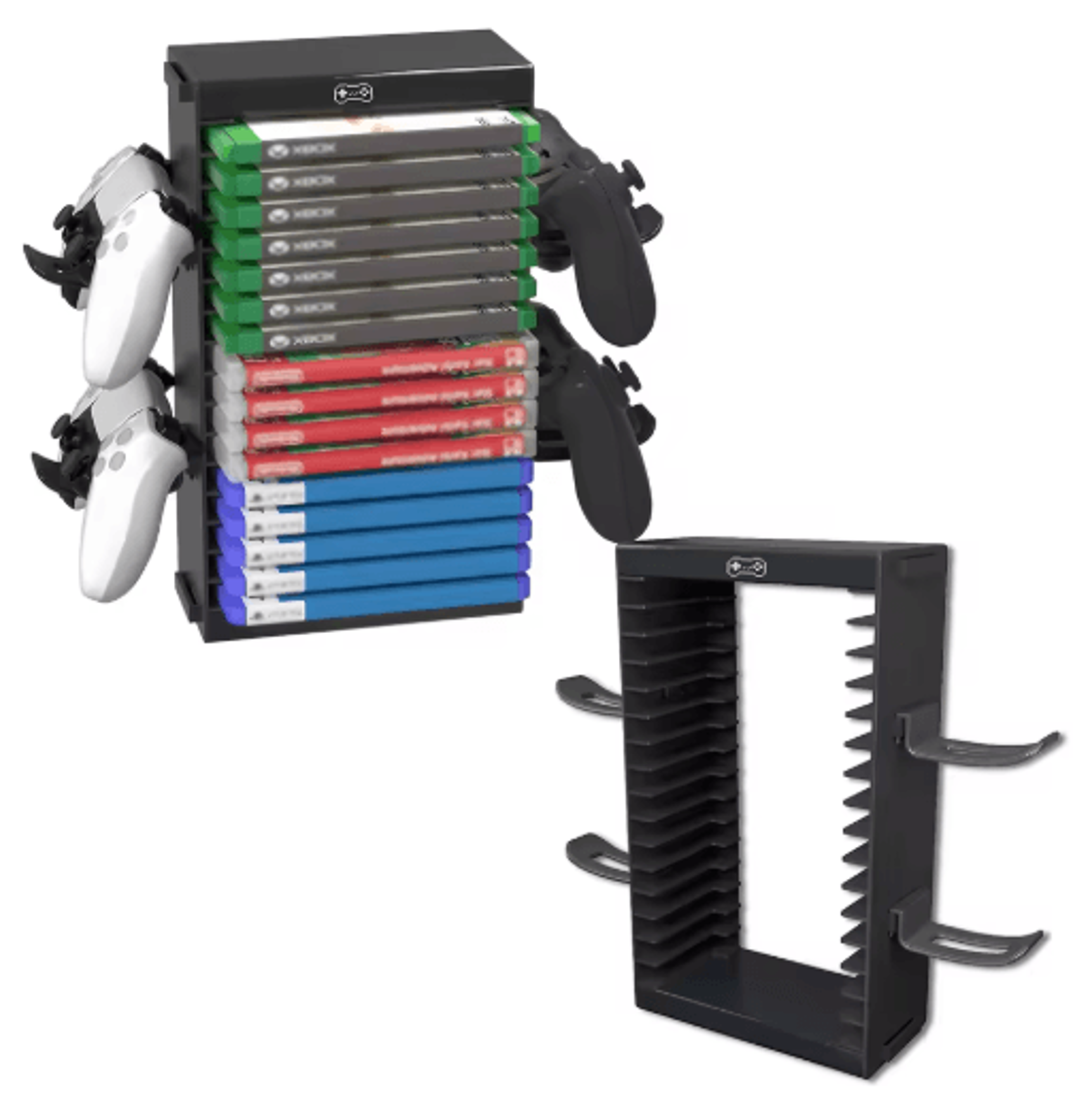 Video Game Storage Tower  Game Organizer With 4 Controller Hooks 0