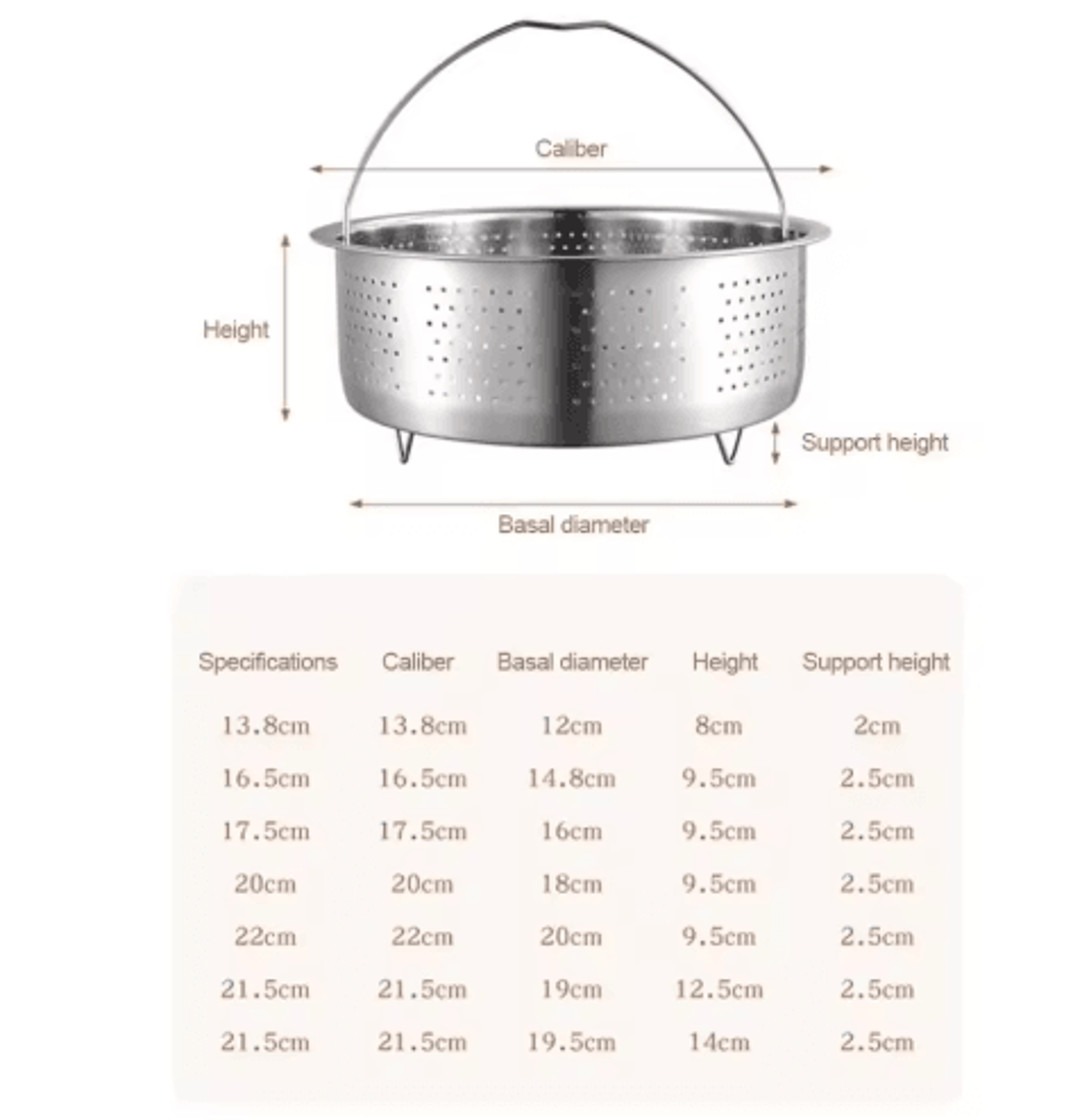 Stainless Steel Steamer Basket  Cooker Insert With Silicone Handle 8