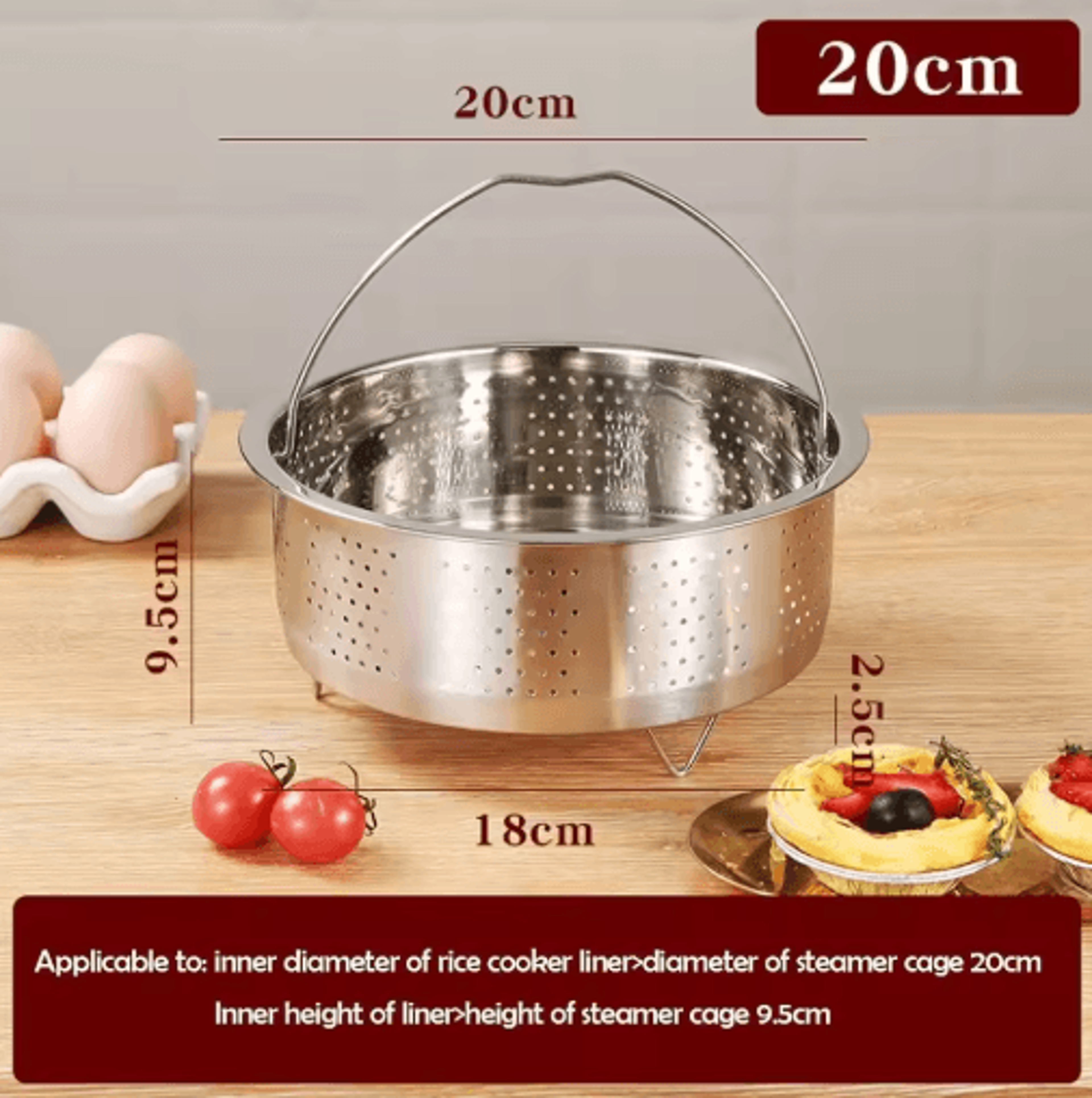 Stainless Steel Steamer Basket  Cooker Insert With Silicone Handle 2