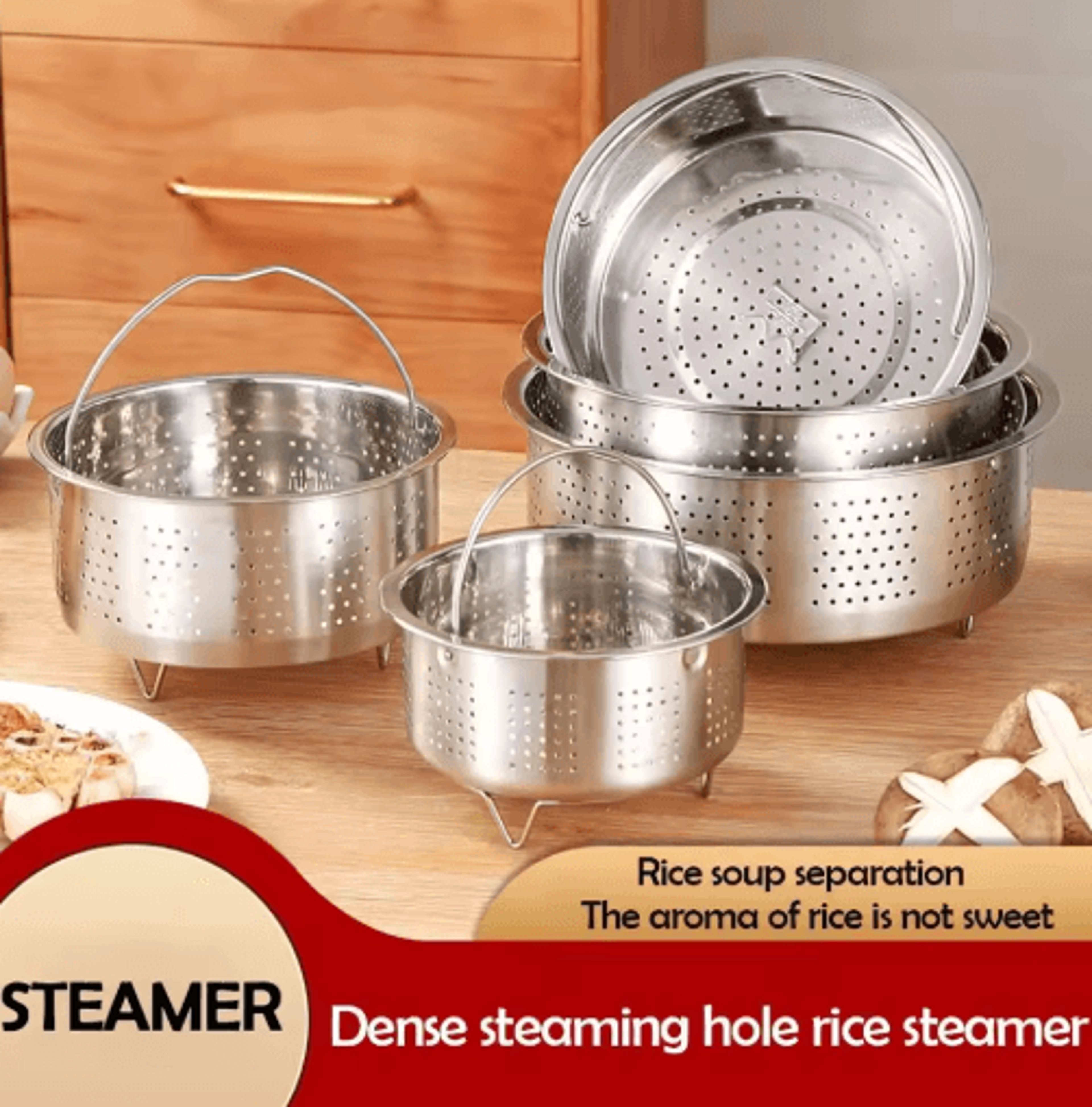 Stainless Steel Steamer Basket  Cooker Insert With Silicone Handle 0