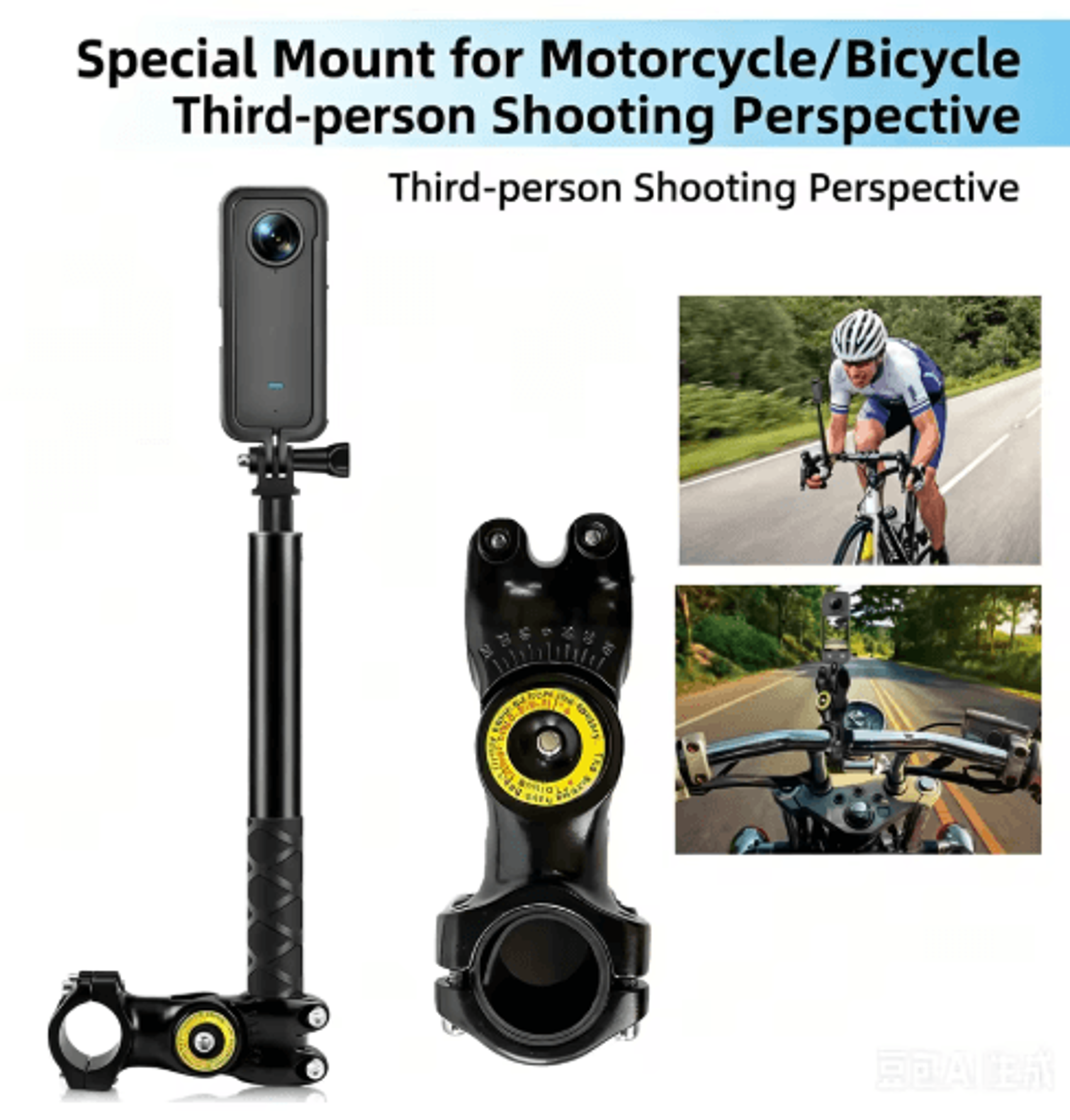 Motorcycle  Bicycle Selfie Stick Mount  Adjustable Handlebar Camera Holder 2