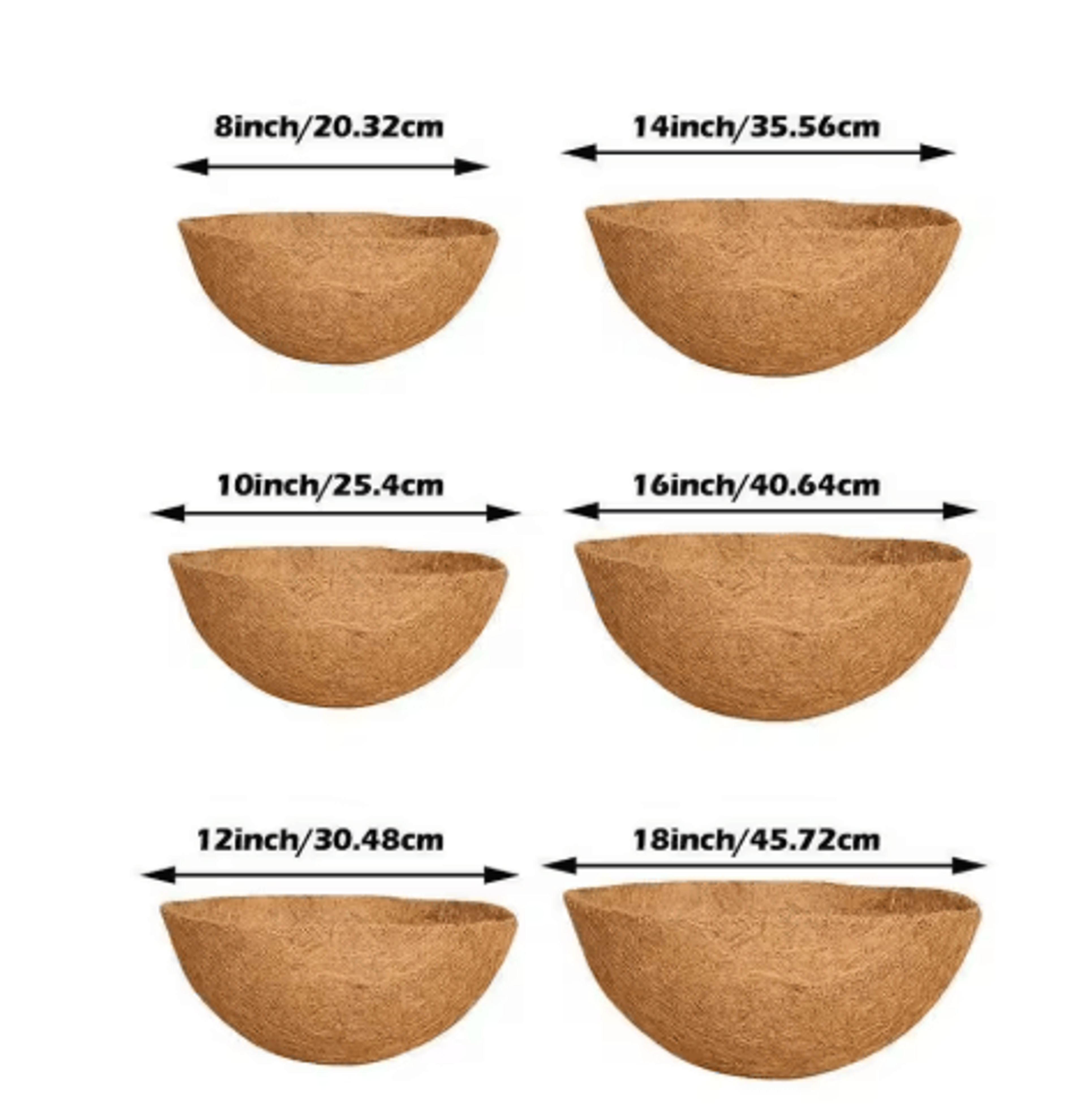 Natural Coconut Hanging Basket Liner  Round Coco Planter Replacement 7