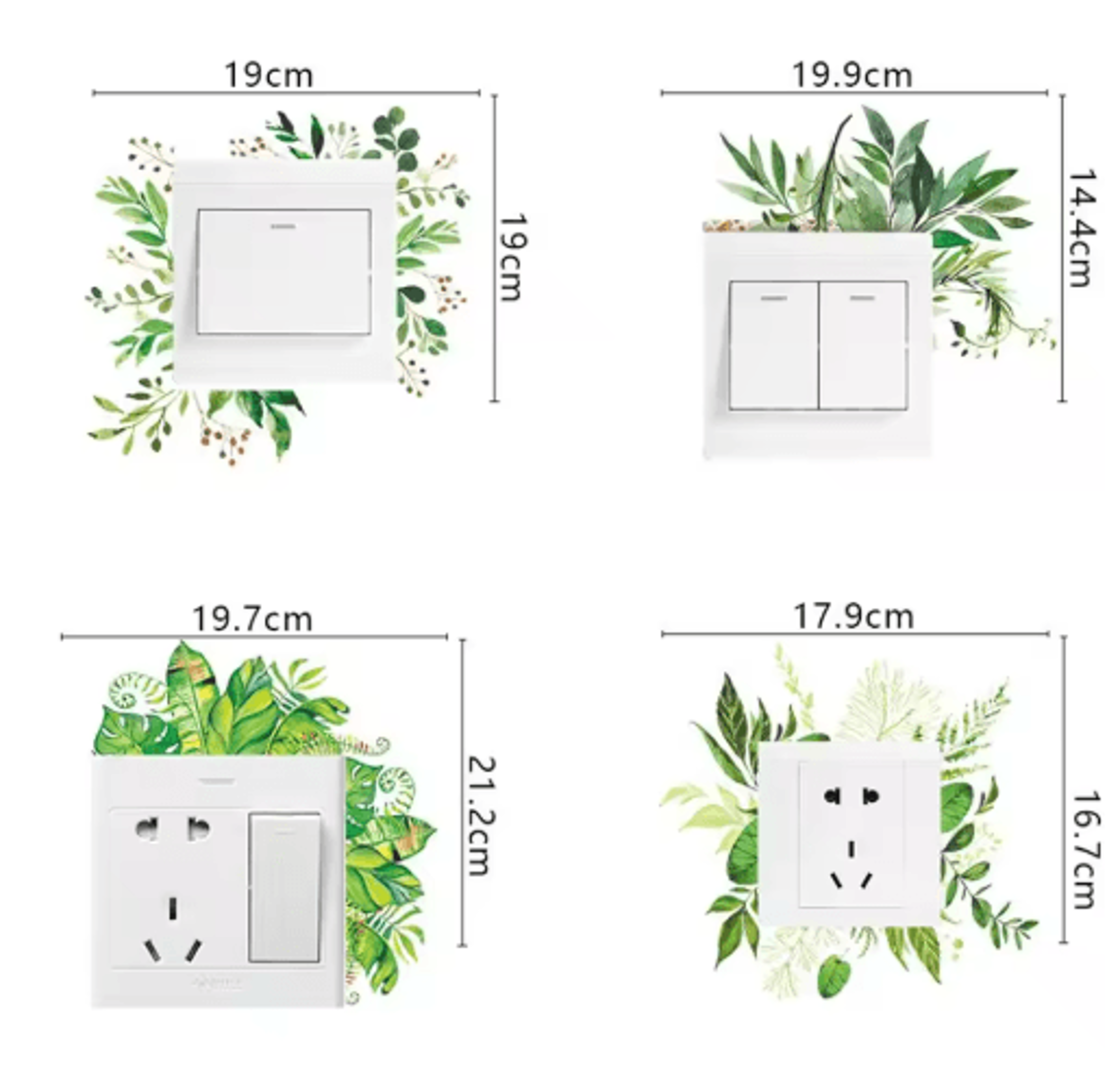 Nordic Floral Wall Decals  Greenery  Flower Switch Stickers 16