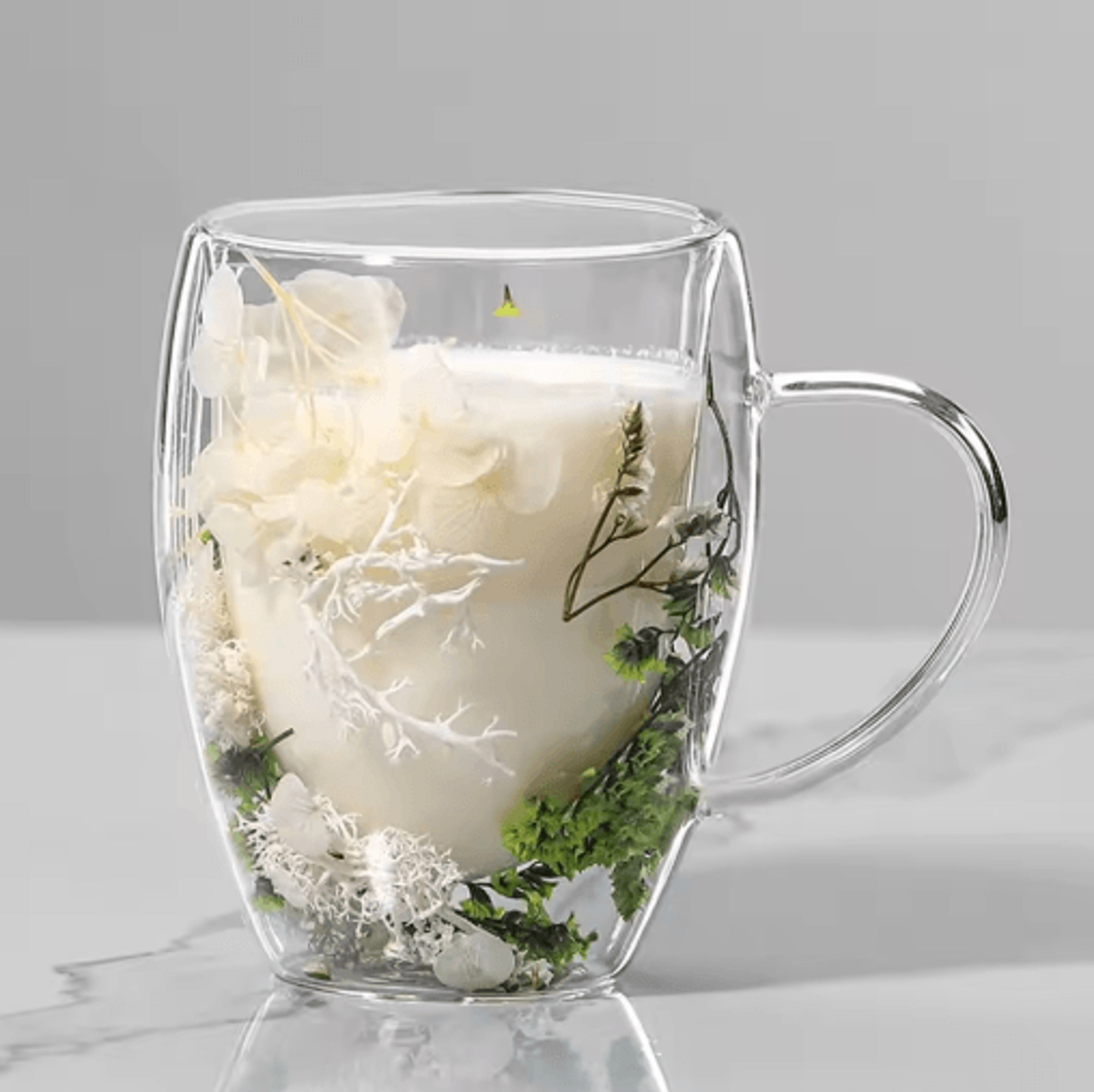 350ml Dried Flower Glass Mug  DoubleWall Coffee Cup With Handle 5