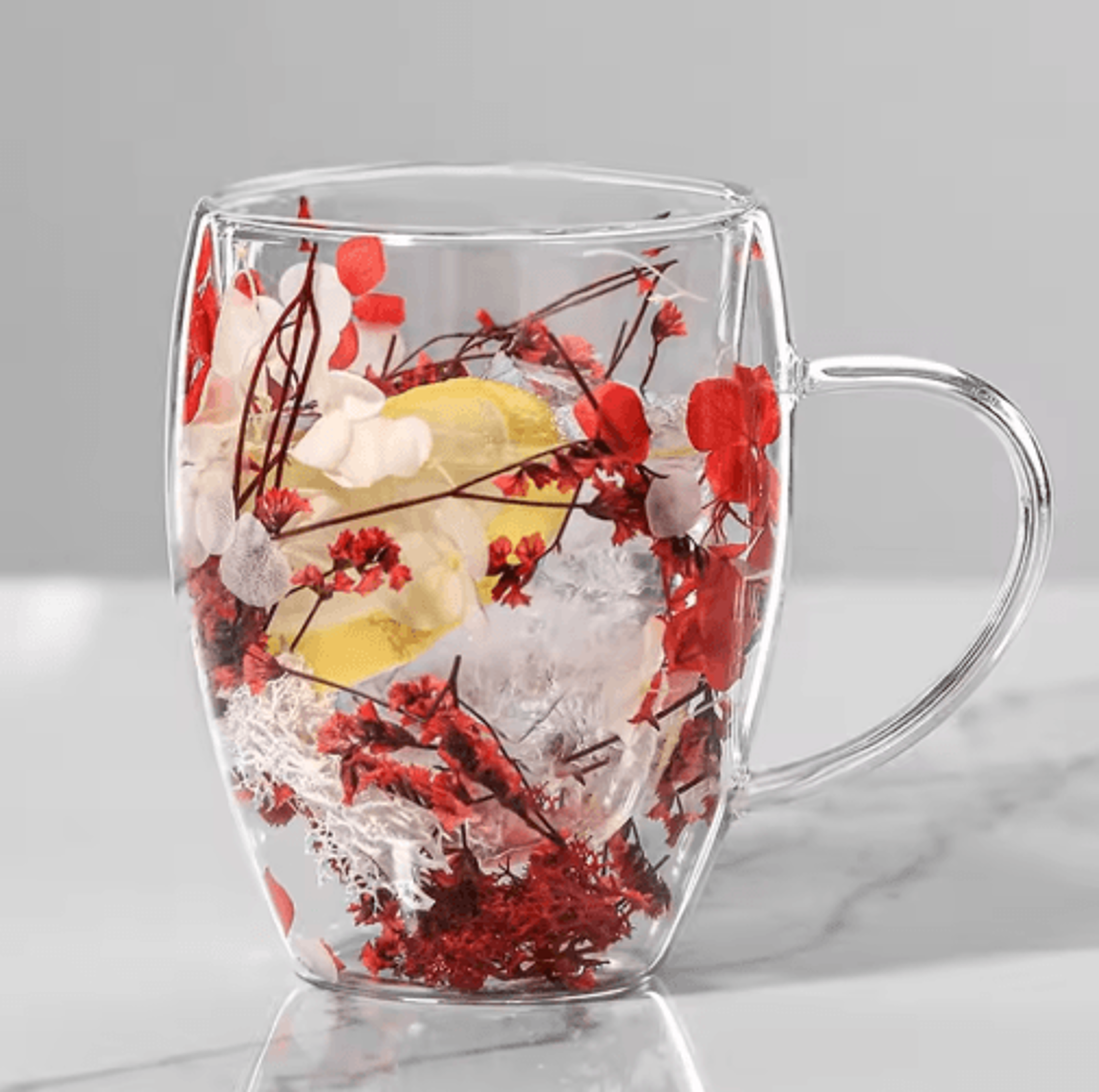350ml Dried Flower Glass Mug  DoubleWall Coffee Cup With Handle 4