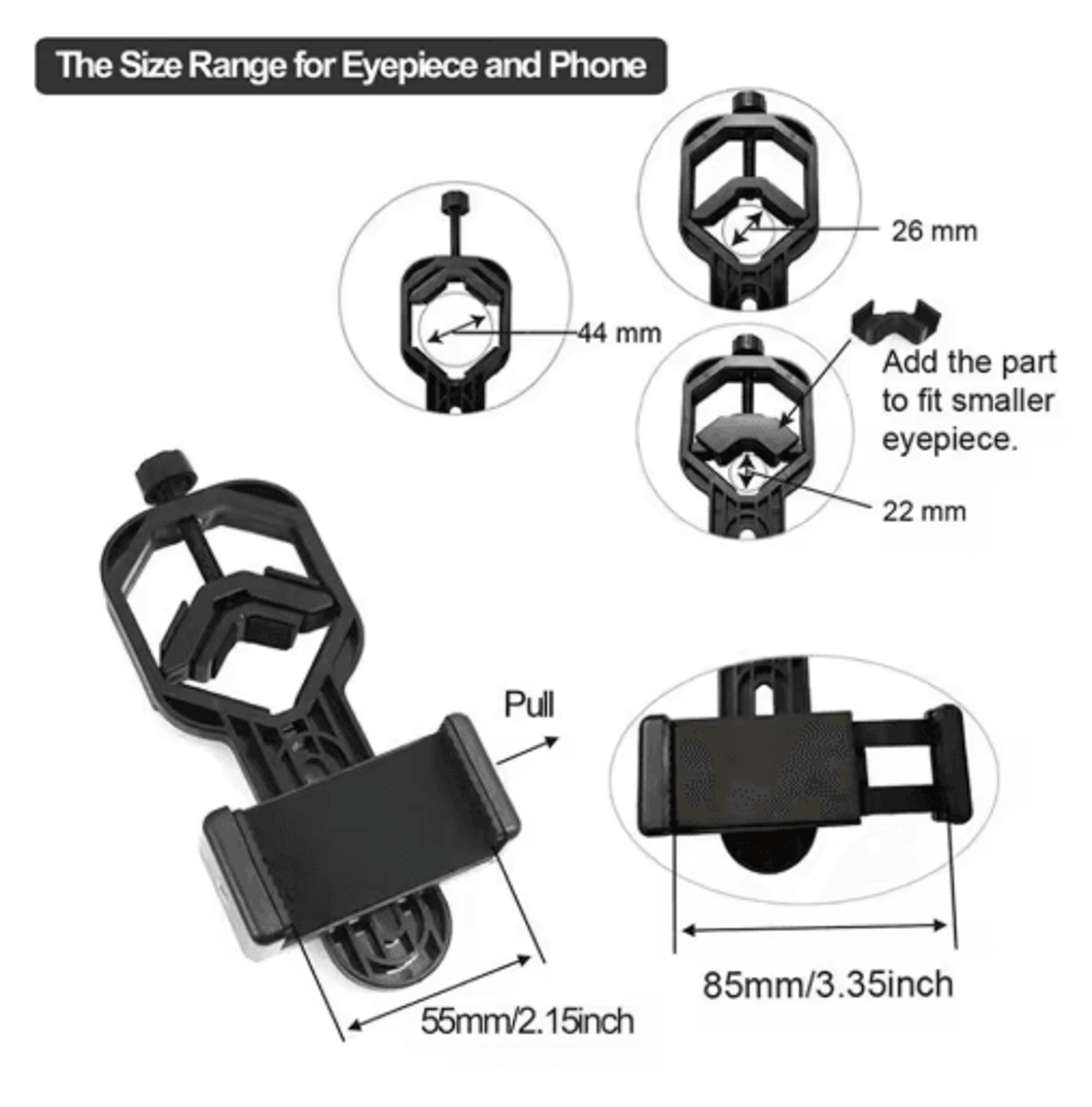 Universal Telescope  Microscope Phone Adapter  Smartphone Photo Mount 3