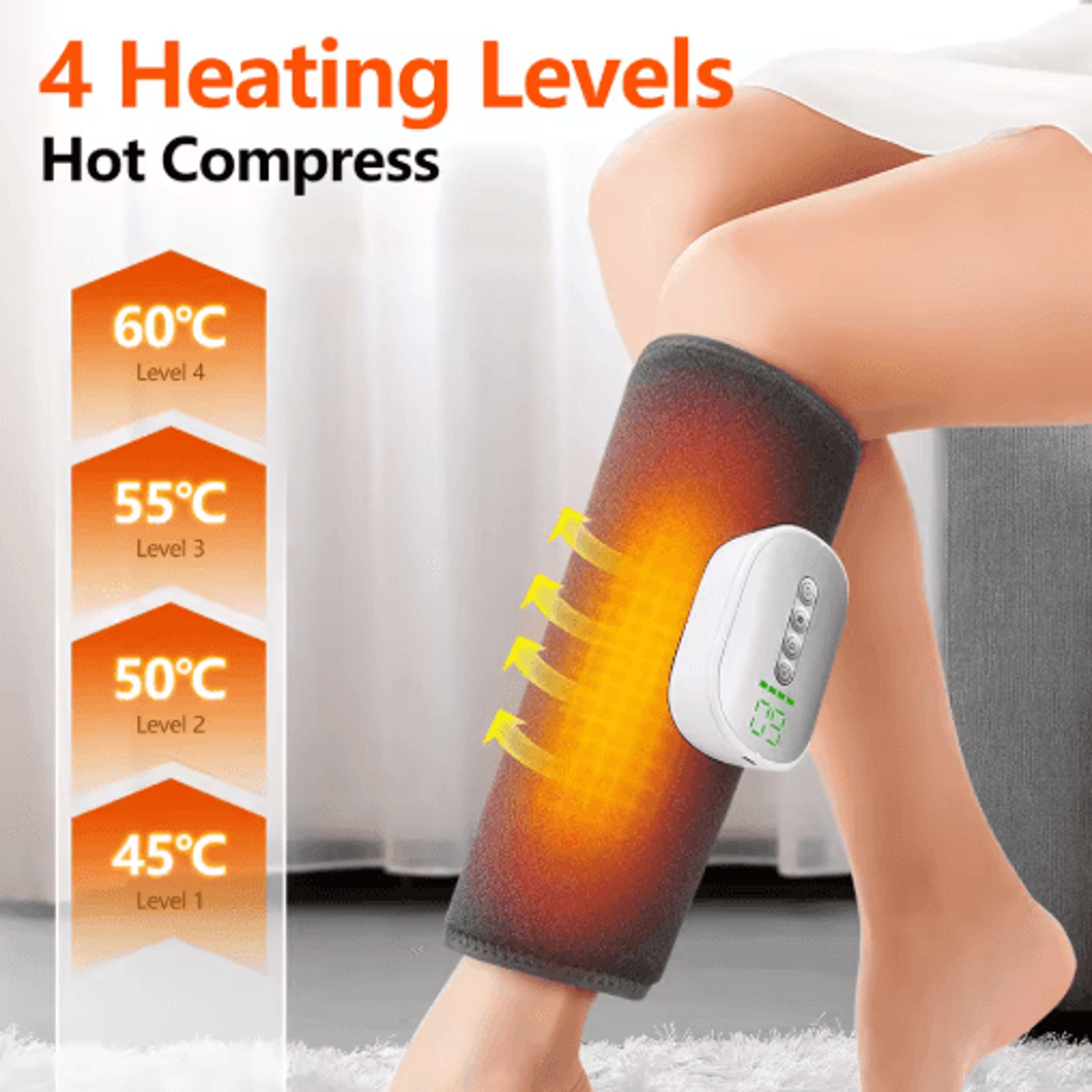 Wireless Air Compression Leg Massager  Heated Calf  Foot Relaxation Wrap 5