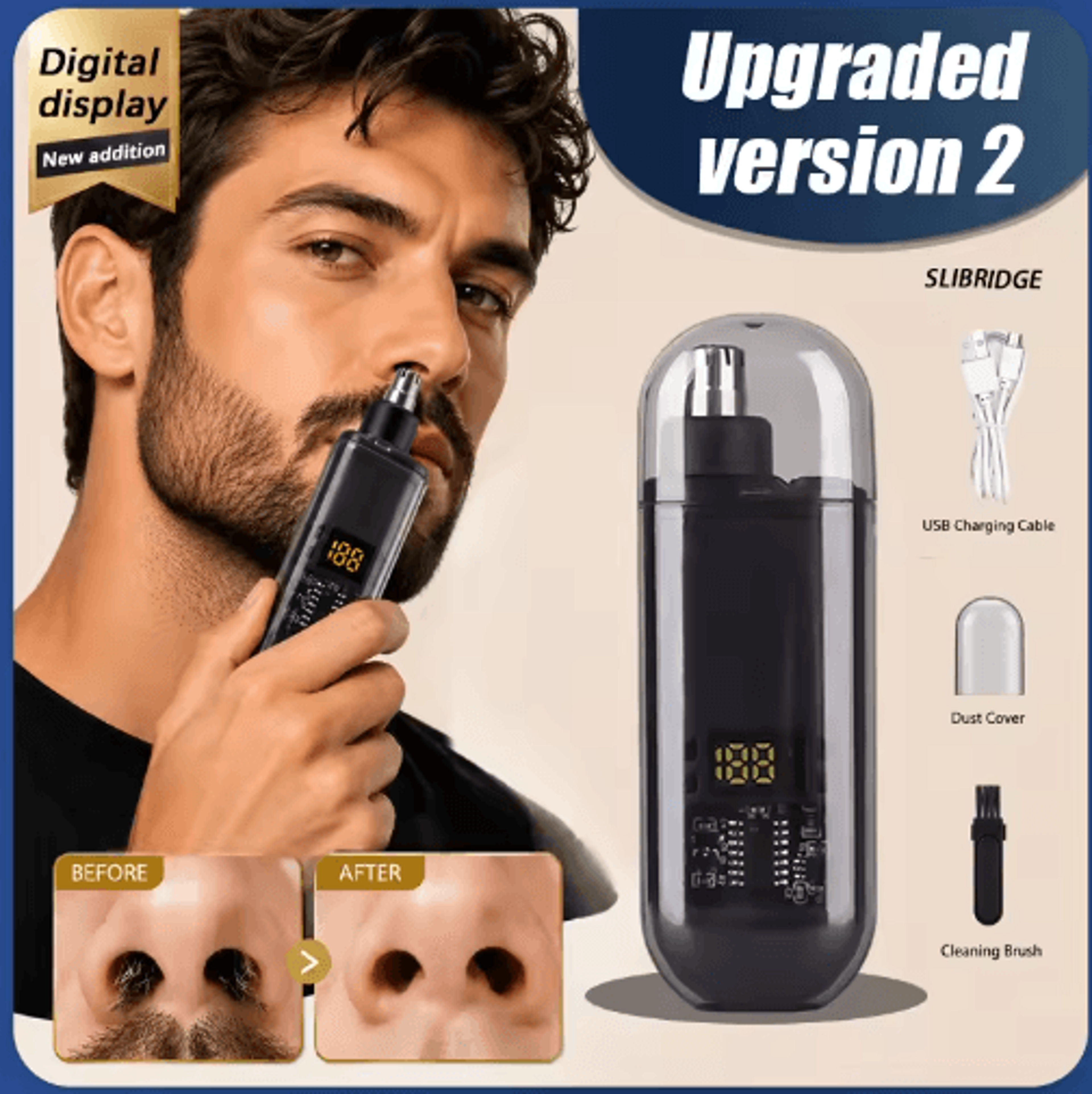 USBC Rechargeable Nose Hair Trimmer  Stainless Steel Grooming Tool 1