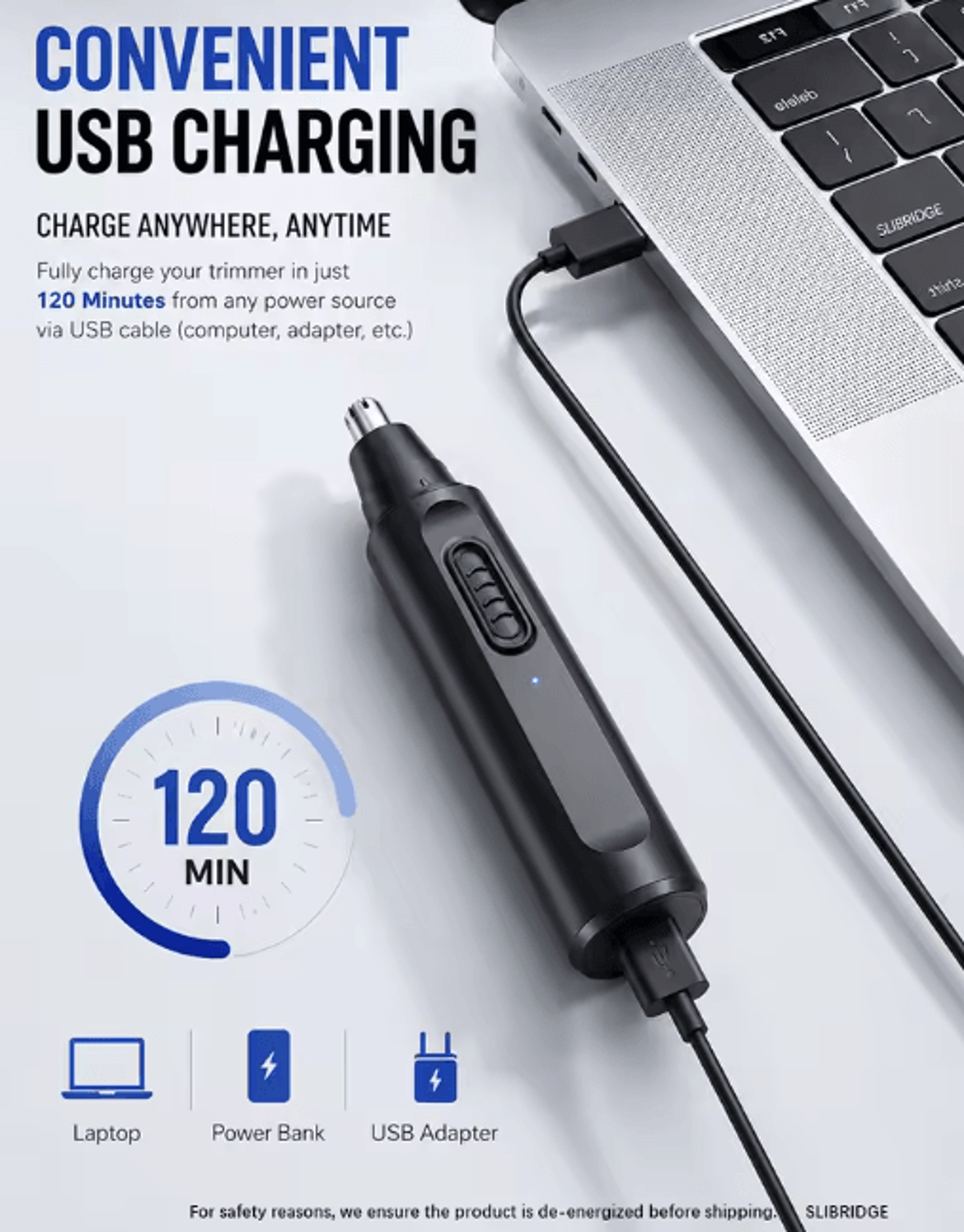 USBC Rechargeable Nose Hair Trimmer  Stainless Steel Grooming Tool 4
