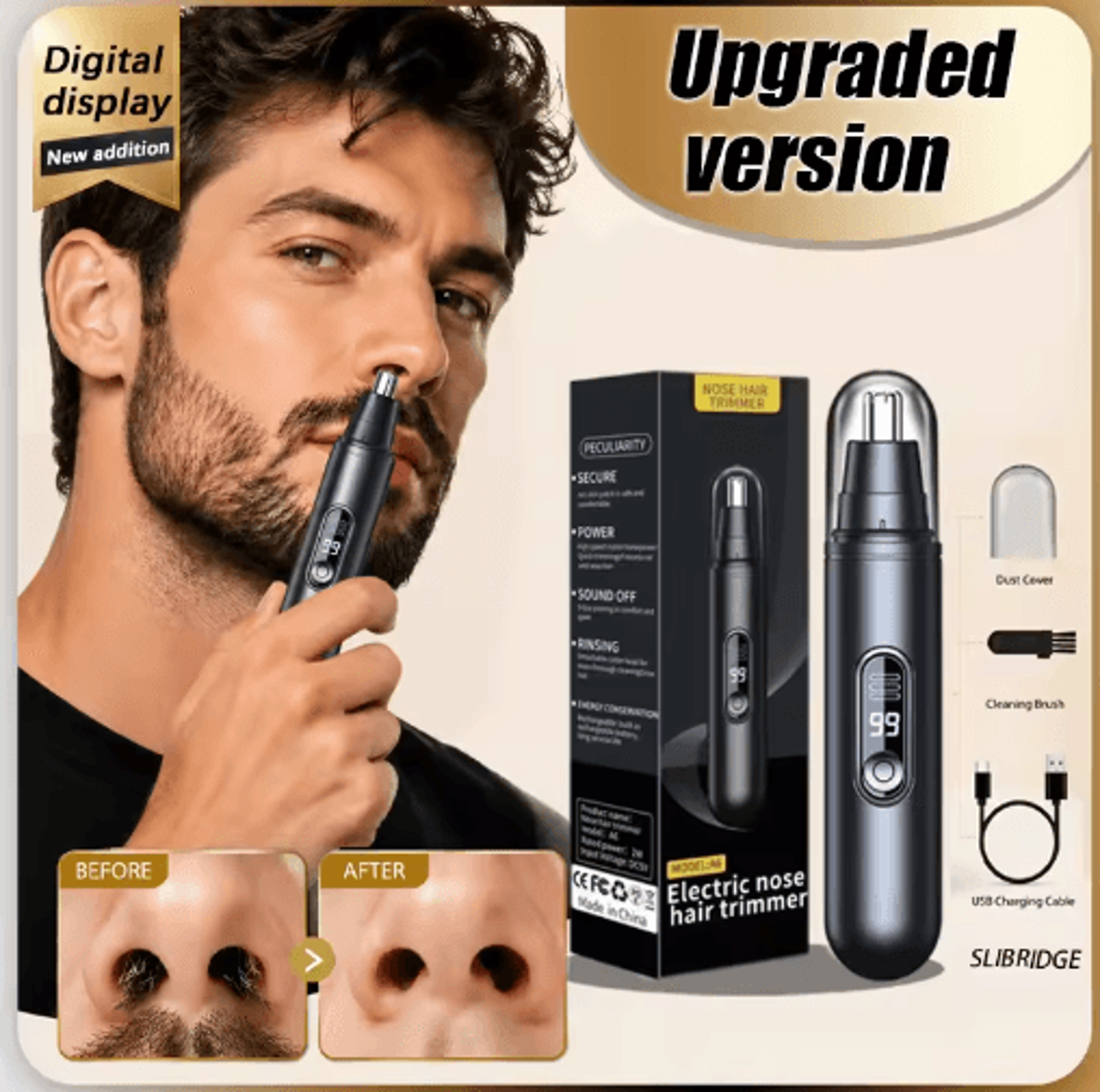 USBC Rechargeable Nose Hair Trimmer  Stainless Steel Grooming Tool 2