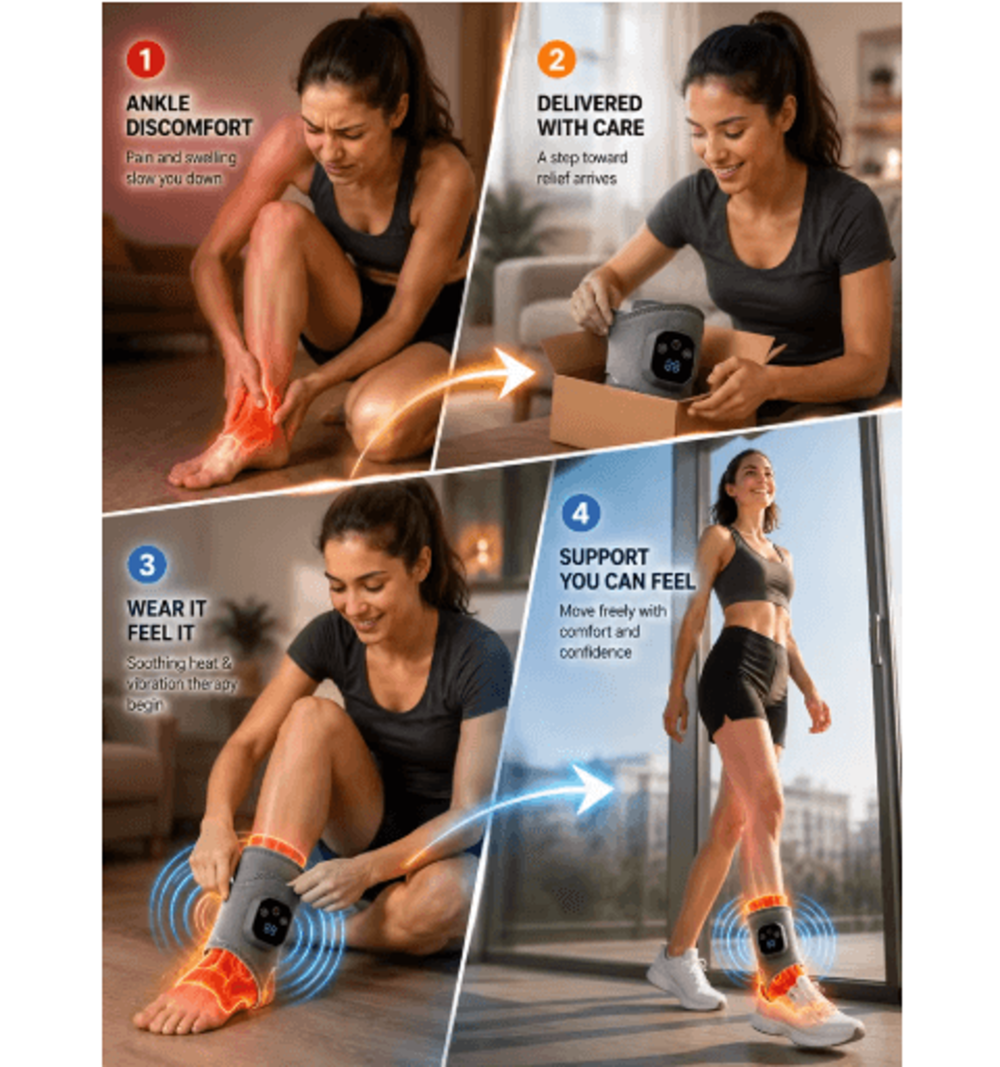 Cordless Heated Ankle Massager  Vibration Warming Brace Wrap 6