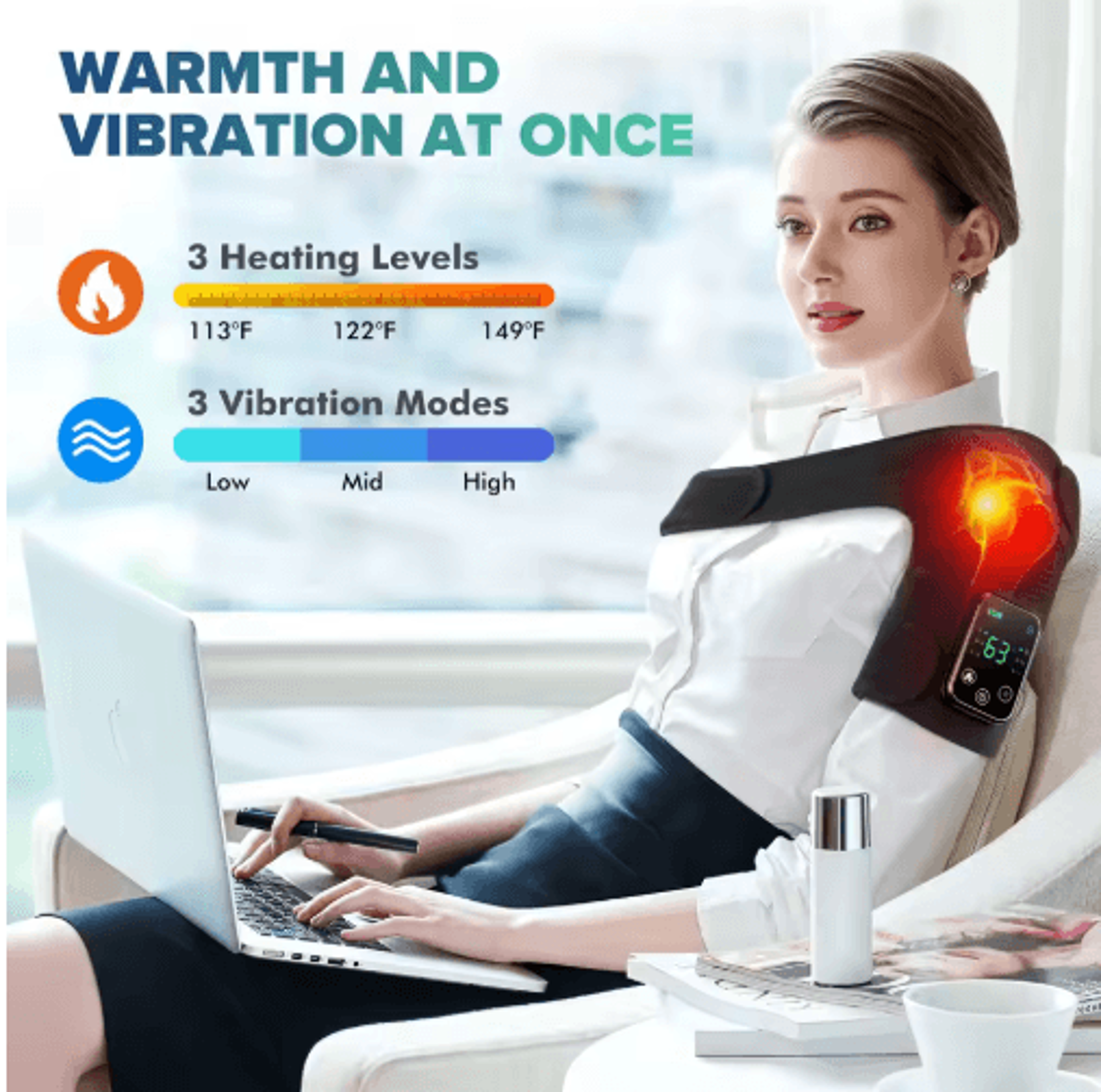 Electric Heated Knee Massager  Warm Compress  Vibration Wrap 7