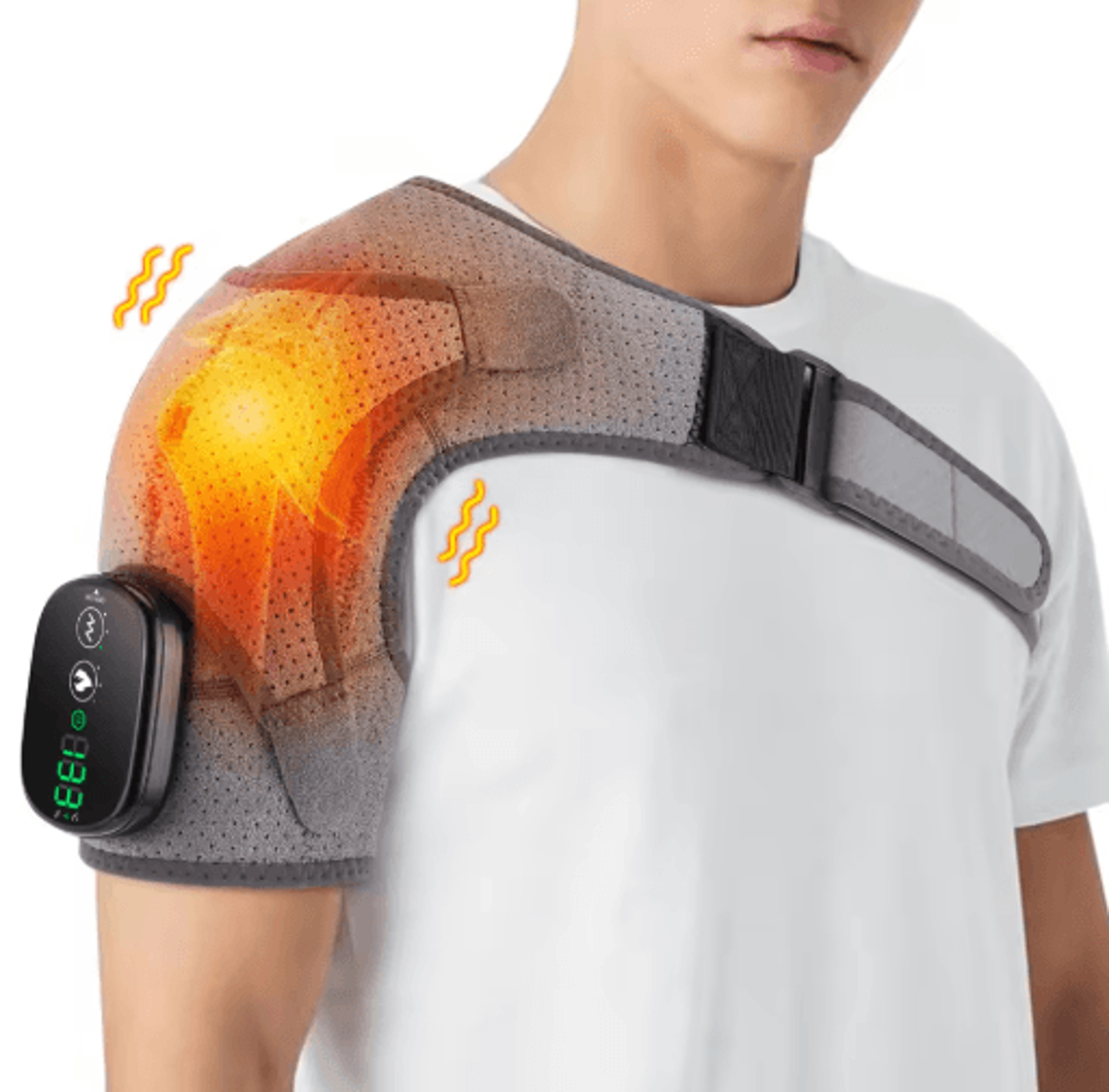2in1 Heated Shoulder Massager  3Mode Vibration Hot Compress Wrap 3