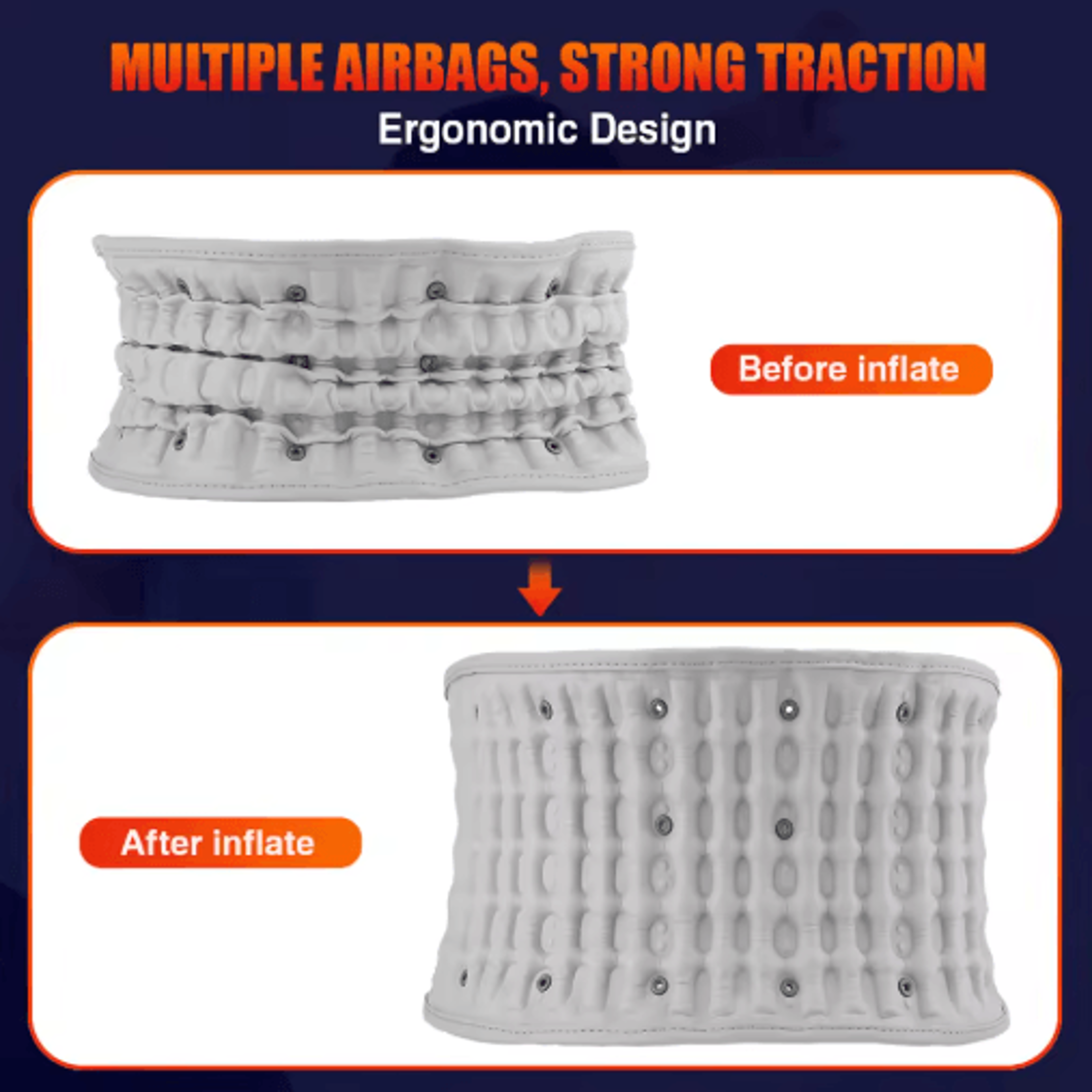 Rechargeable Heated Lumbar Massager  Inflatable Back Support With Vibration  Red Light 5
