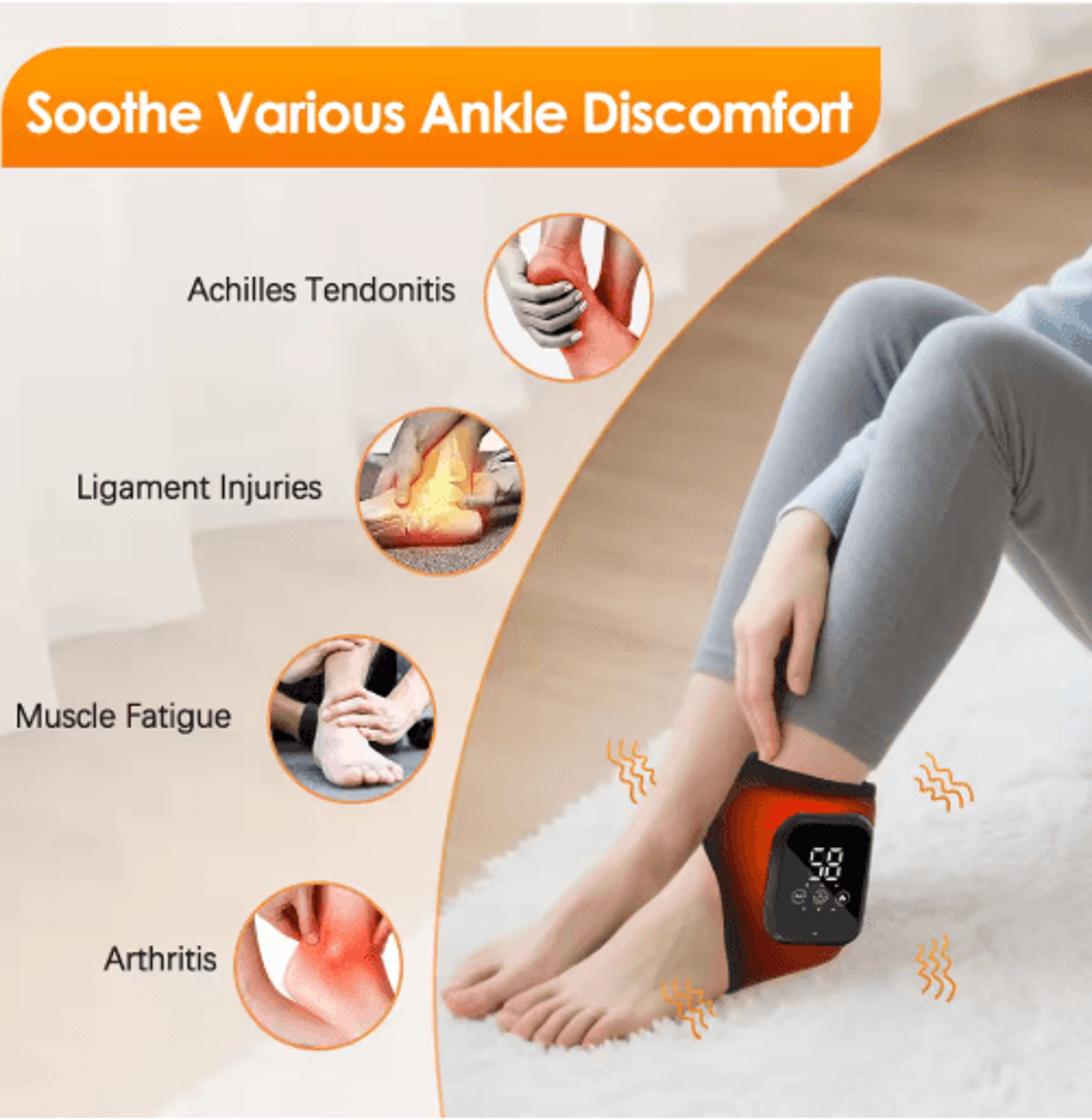 Electric Heated Foot  Ankle Massager Vibration Hot Compress Wrap 2