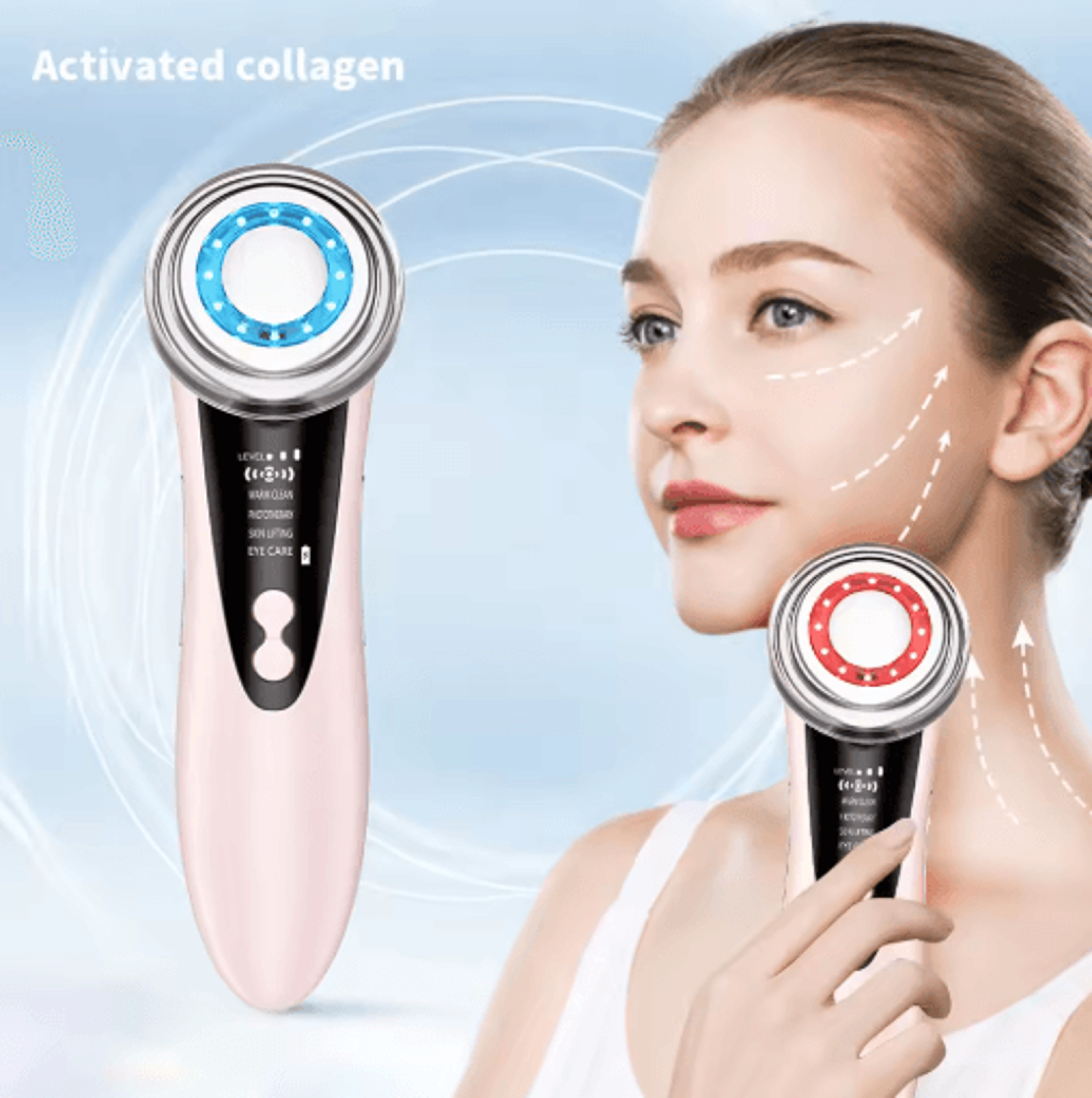4in1 Facial Massager  Red  Blue Light Vibration Beauty Device 5