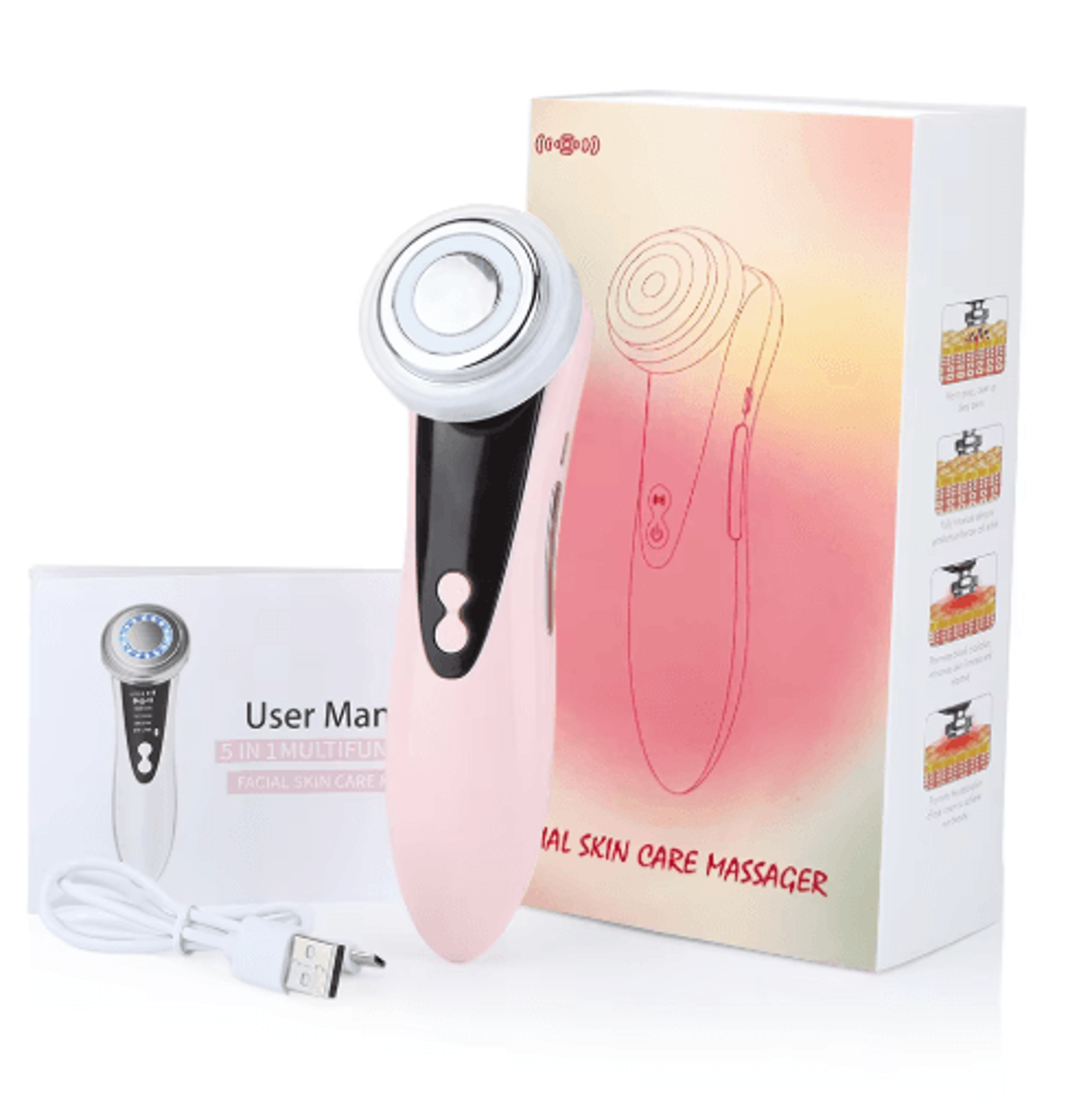 4in1 Facial Massager  Red  Blue Light Vibration Beauty Device 1