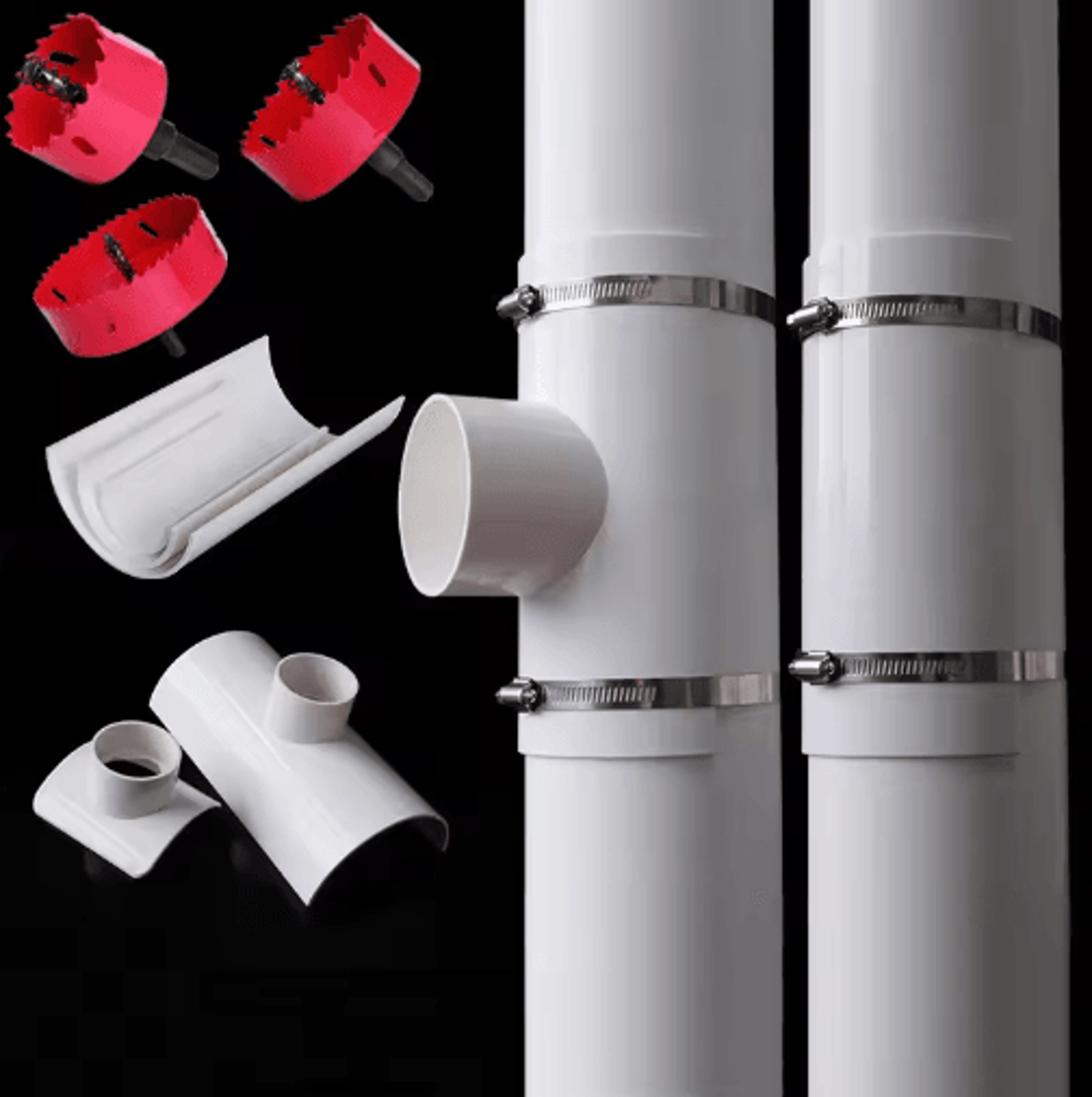 PVC Open Tee Pipe Connector  Drain Pipe Repair Patch  Adapter 21