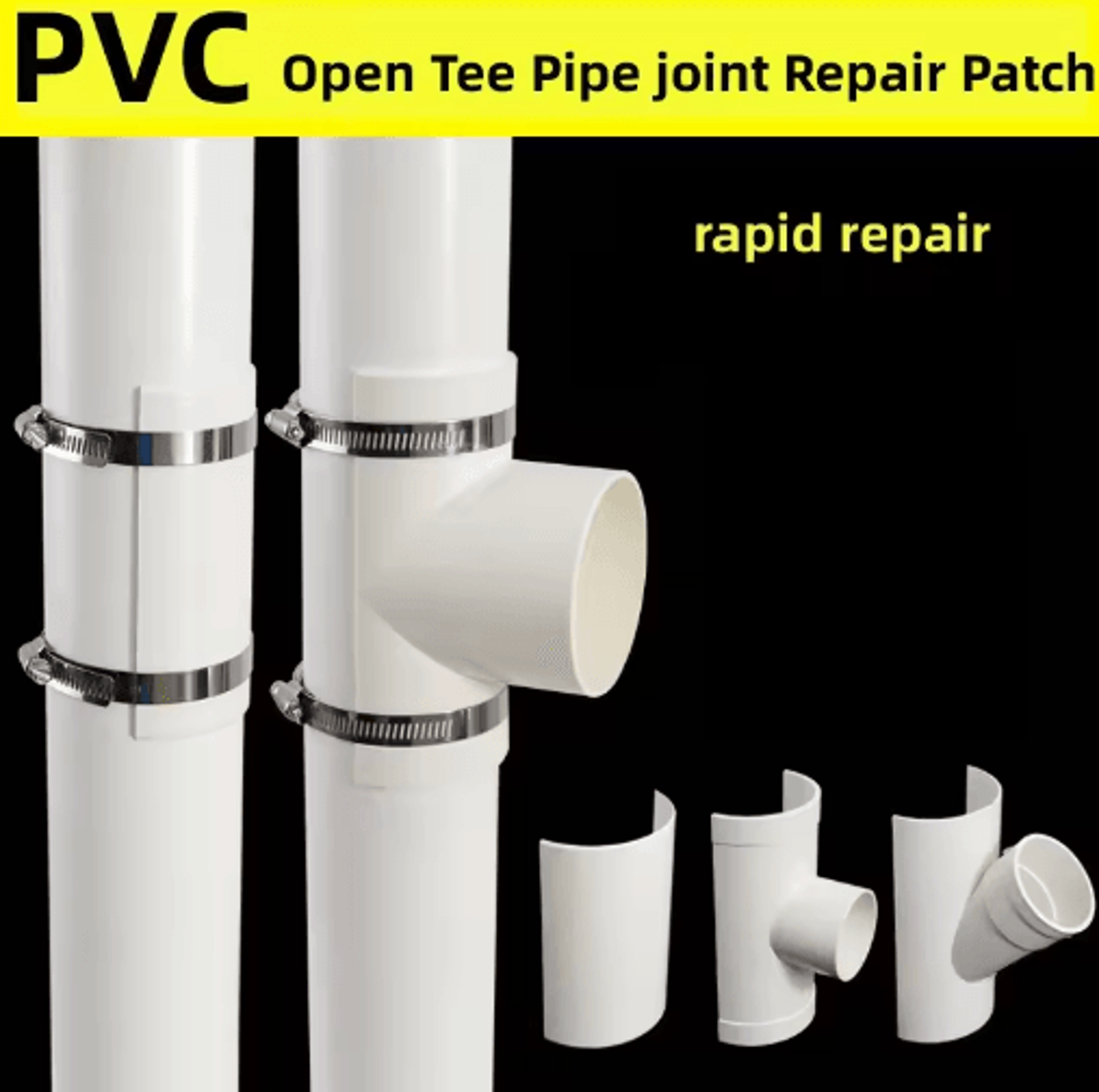 PVC Open Tee Pipe Connector  Drain Pipe Repair Patch  Adapter 0