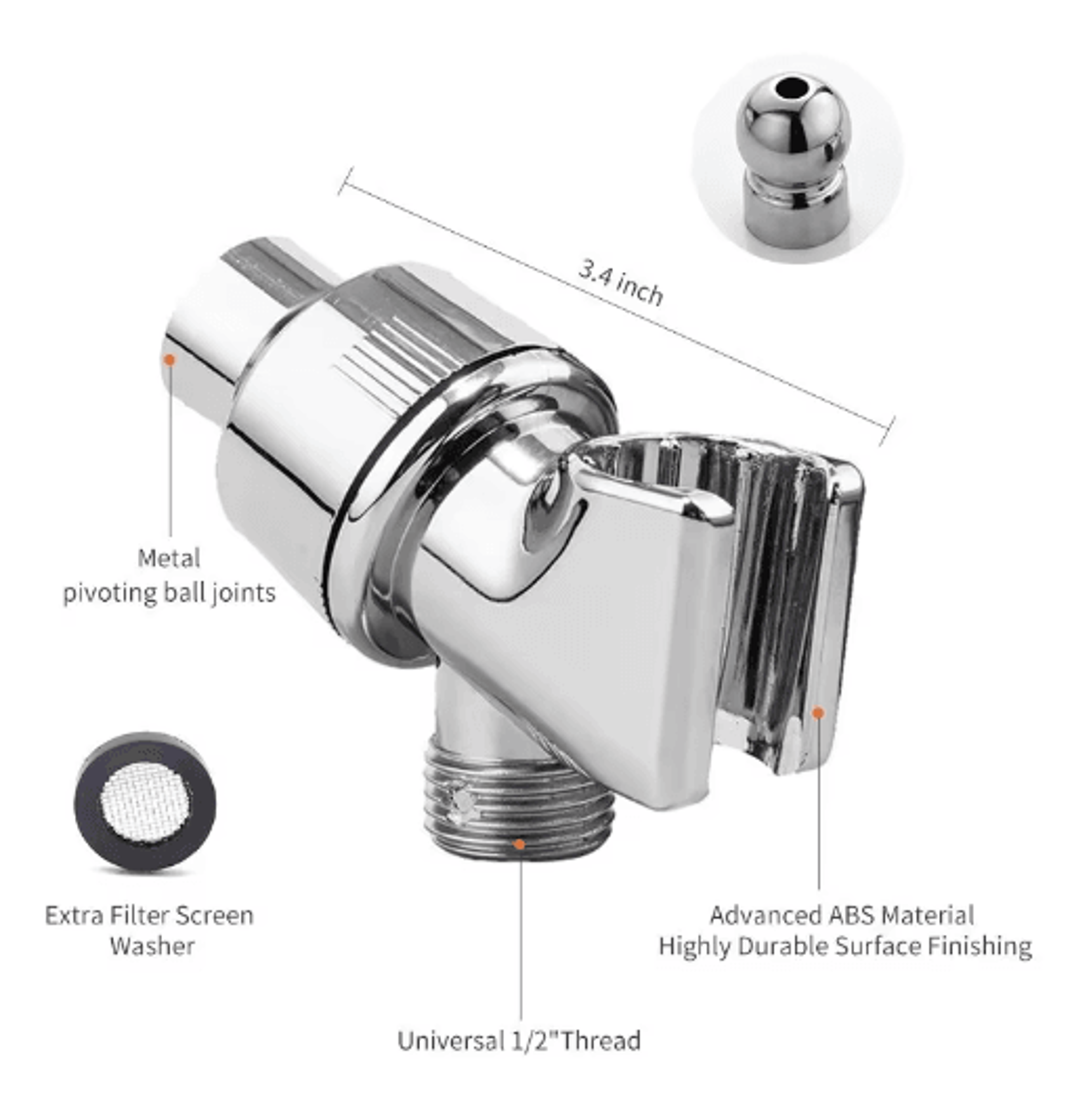 G12 ThreeWay Handheld Shower Holder  Adjustable Swivel Diverter Bracket 7
