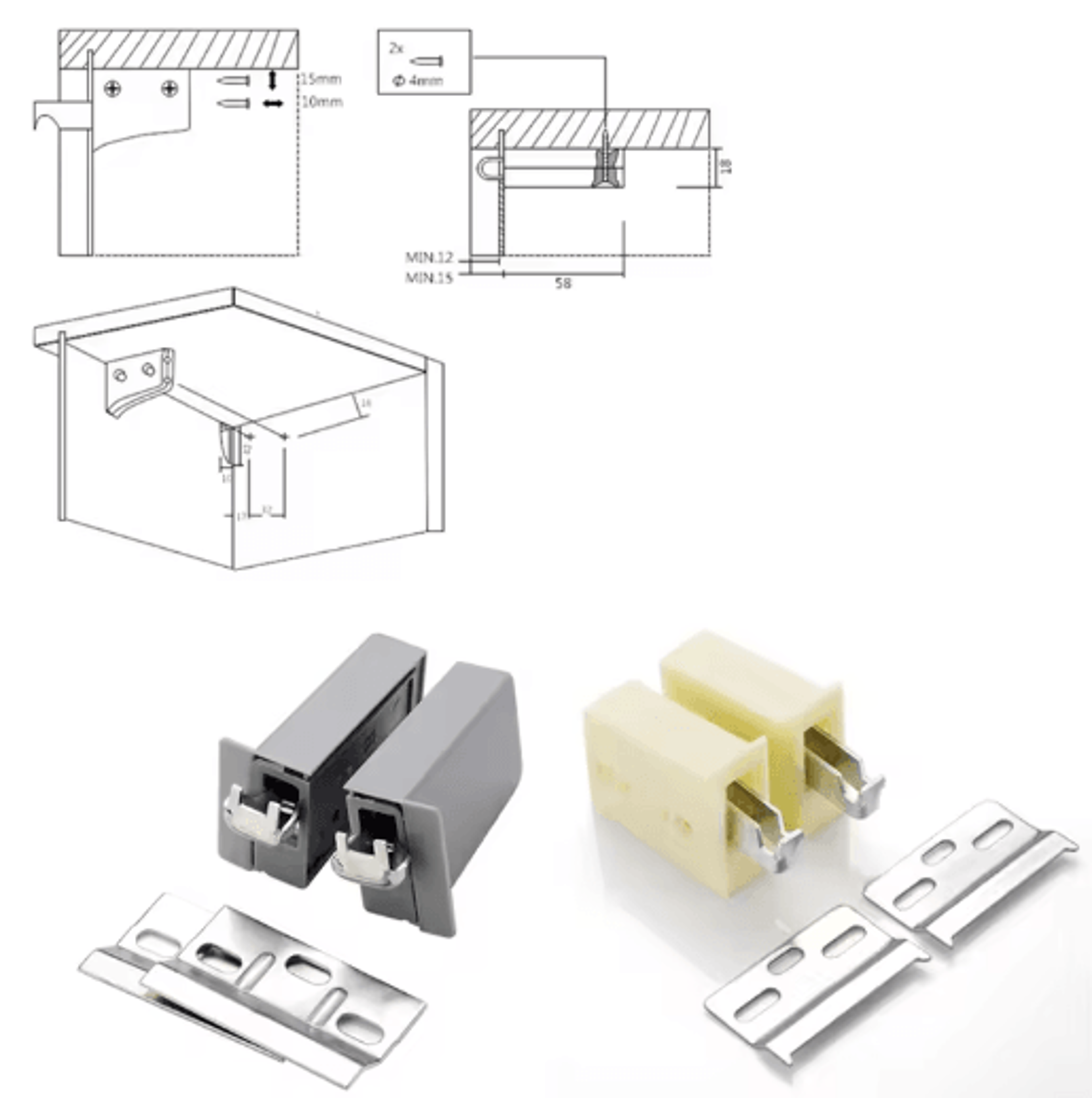 2PCS Invisible Cabinet Hanging Brackets  Wall Mount Support Connectors 3