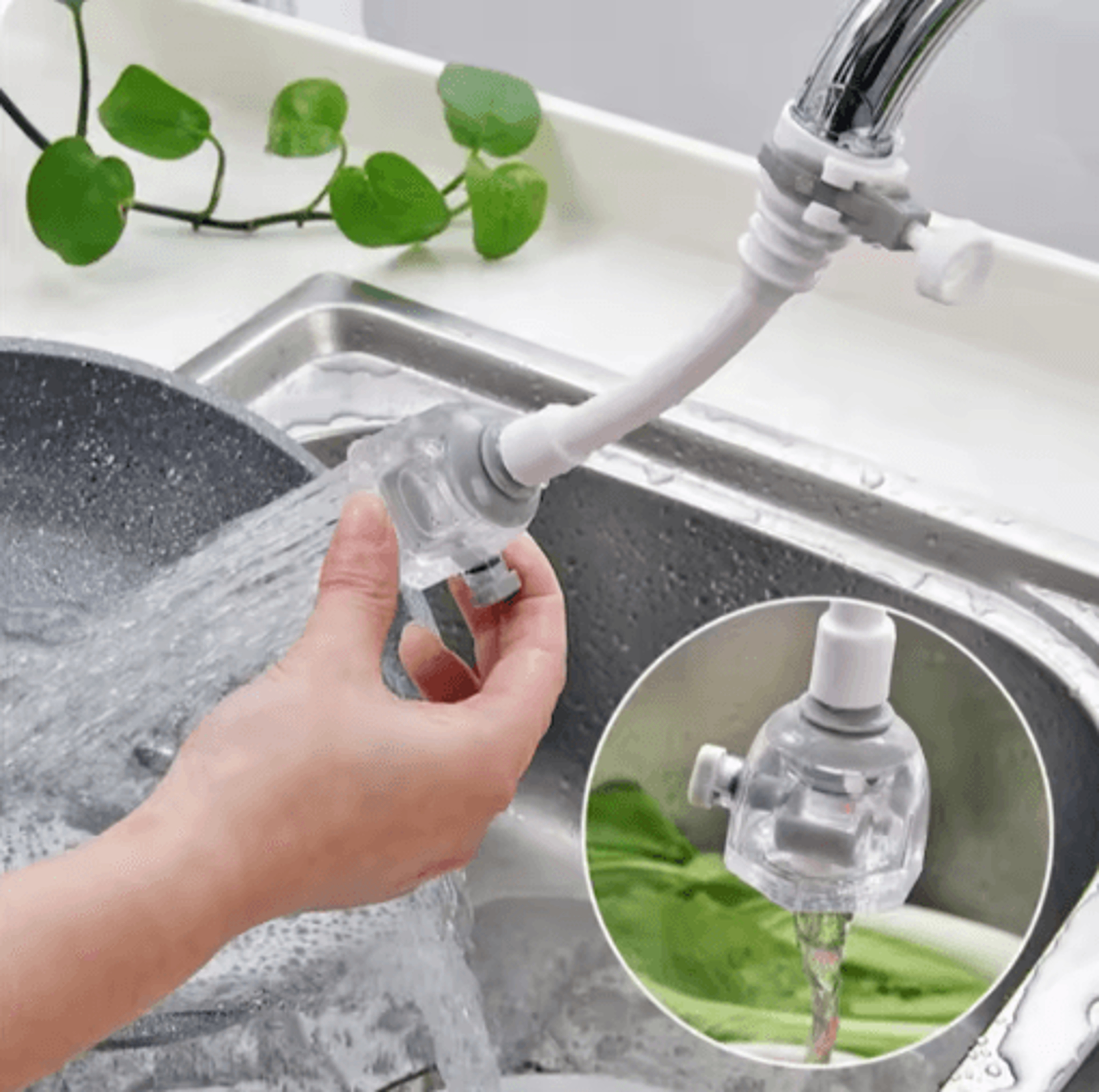 360 Rotating Faucet Extender  DualMode Filter Sprayer Nozzle 6