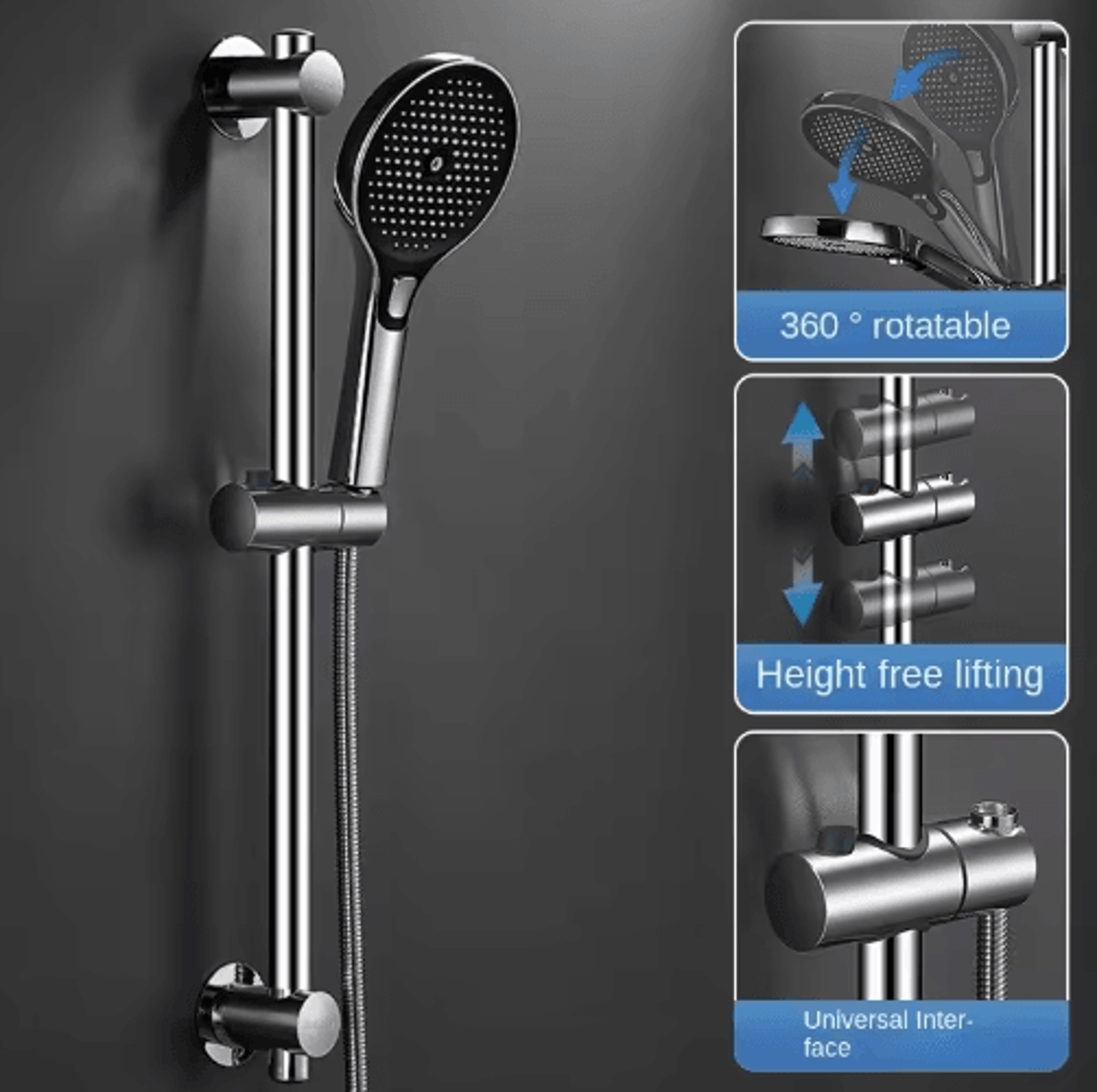 Adjustable Shower Slide Bar  WallMounted Hand Shower Rail Holder 0