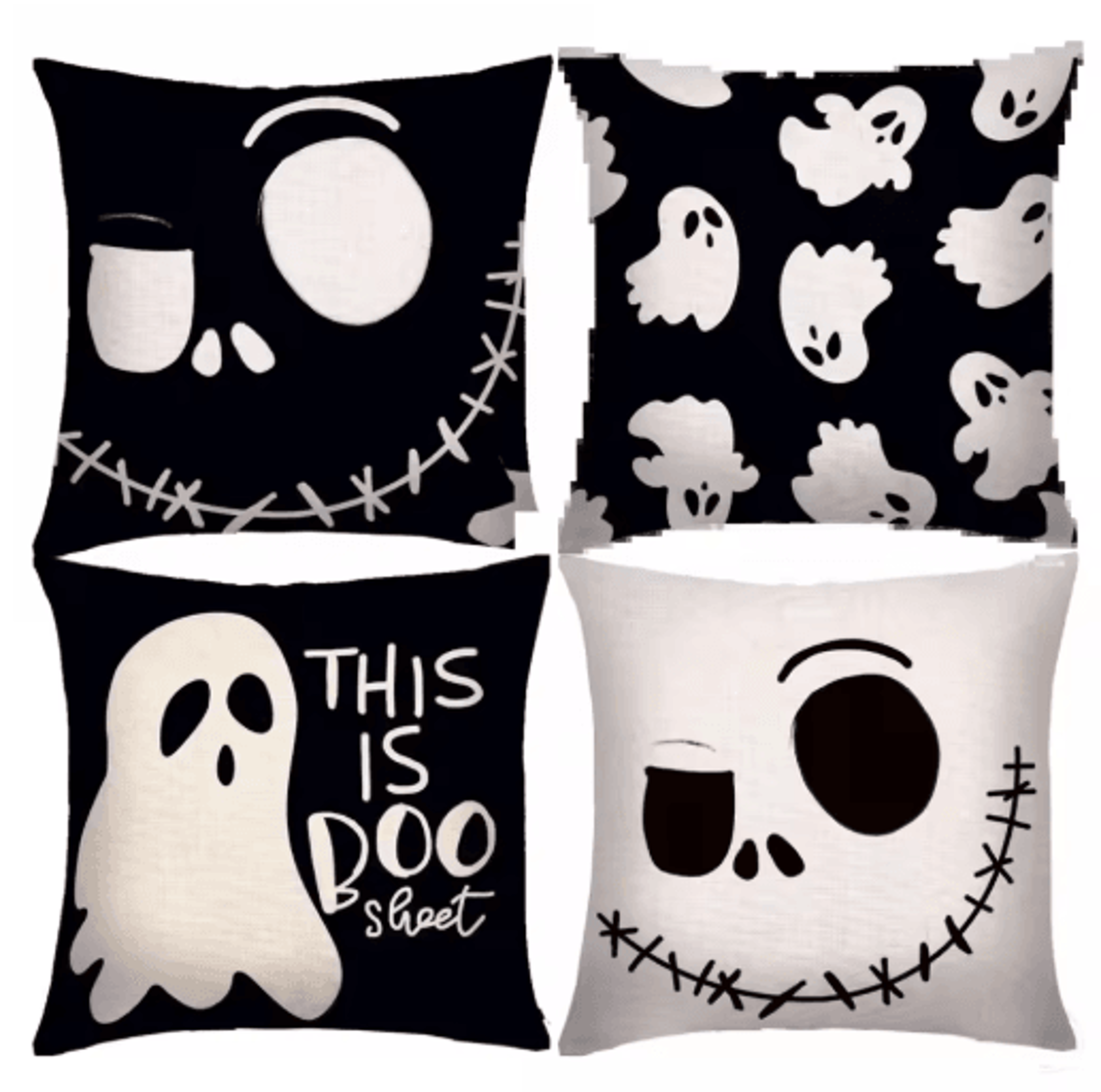 4PCS Halloween Pillow Covers  Pumpkin Cat  Ghost Cushion Decor 9