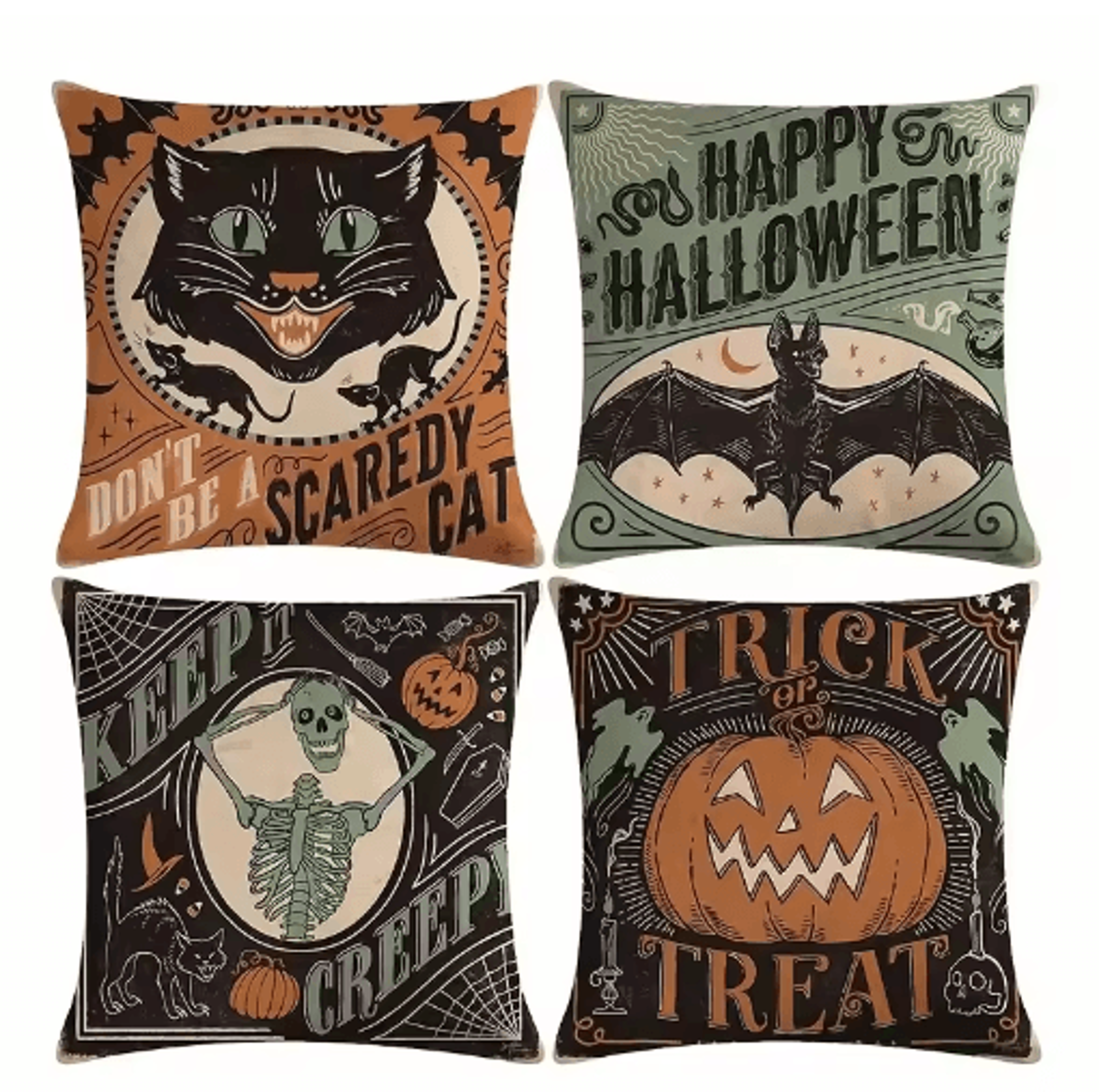 4PCS Halloween Pillow Covers  Pumpkin Cat  Ghost Cushion Decor 13