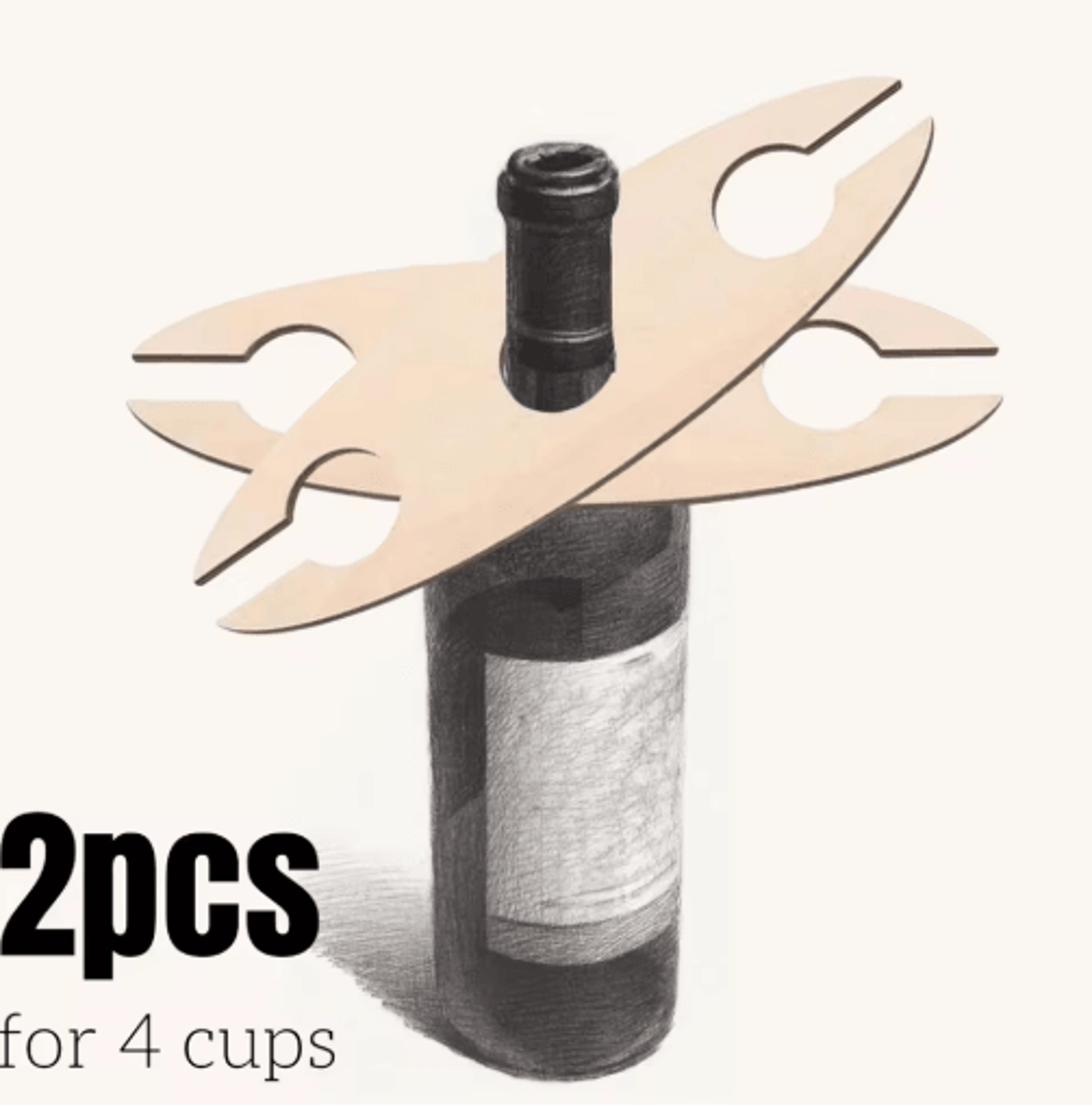 Stackable Wooden Wine Rack  SpaceSaving Bottle  Glass Holder 6