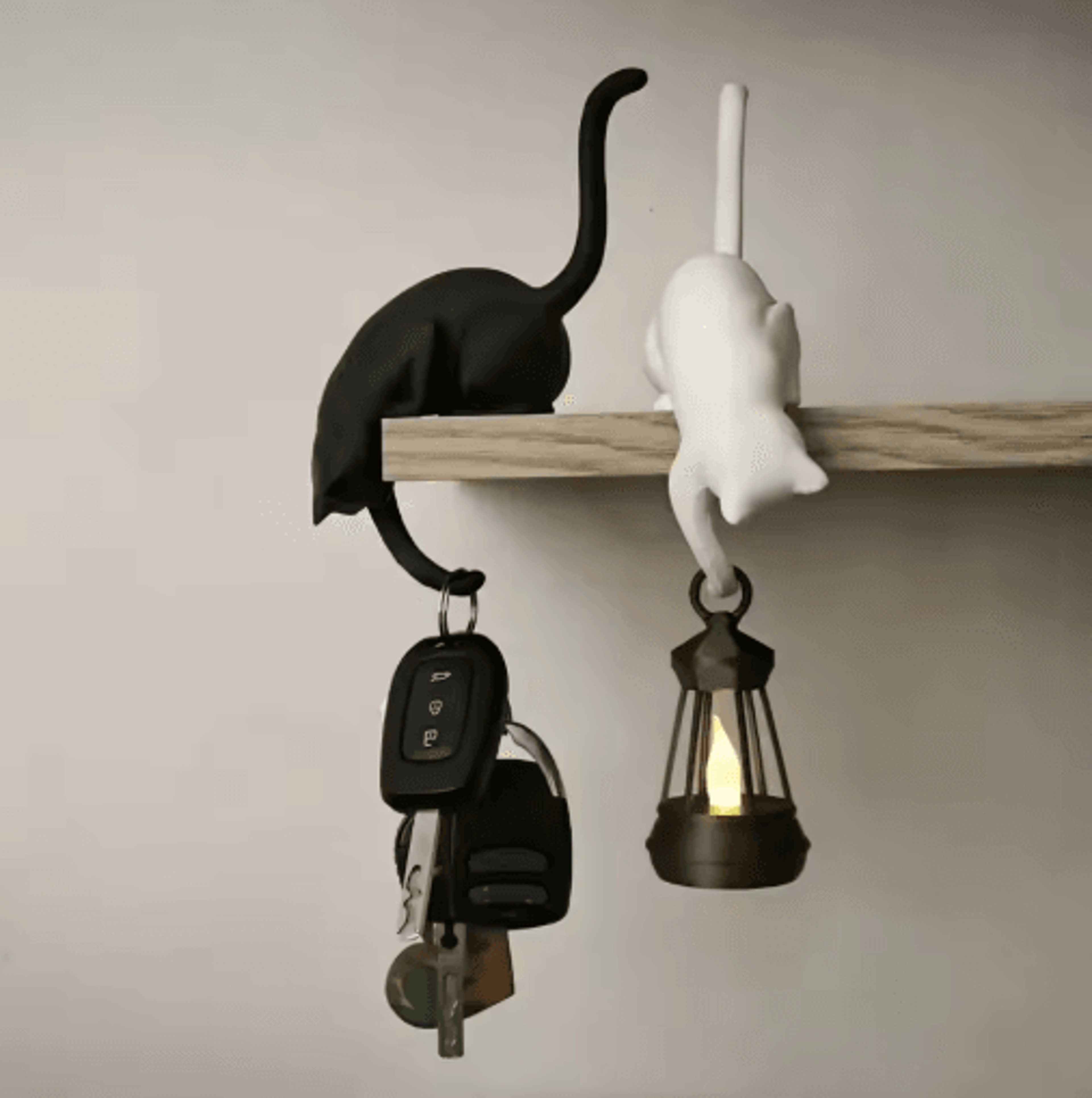 Cute CatShaped Hanging Hook With Light  Decorative Storage Hanger 12