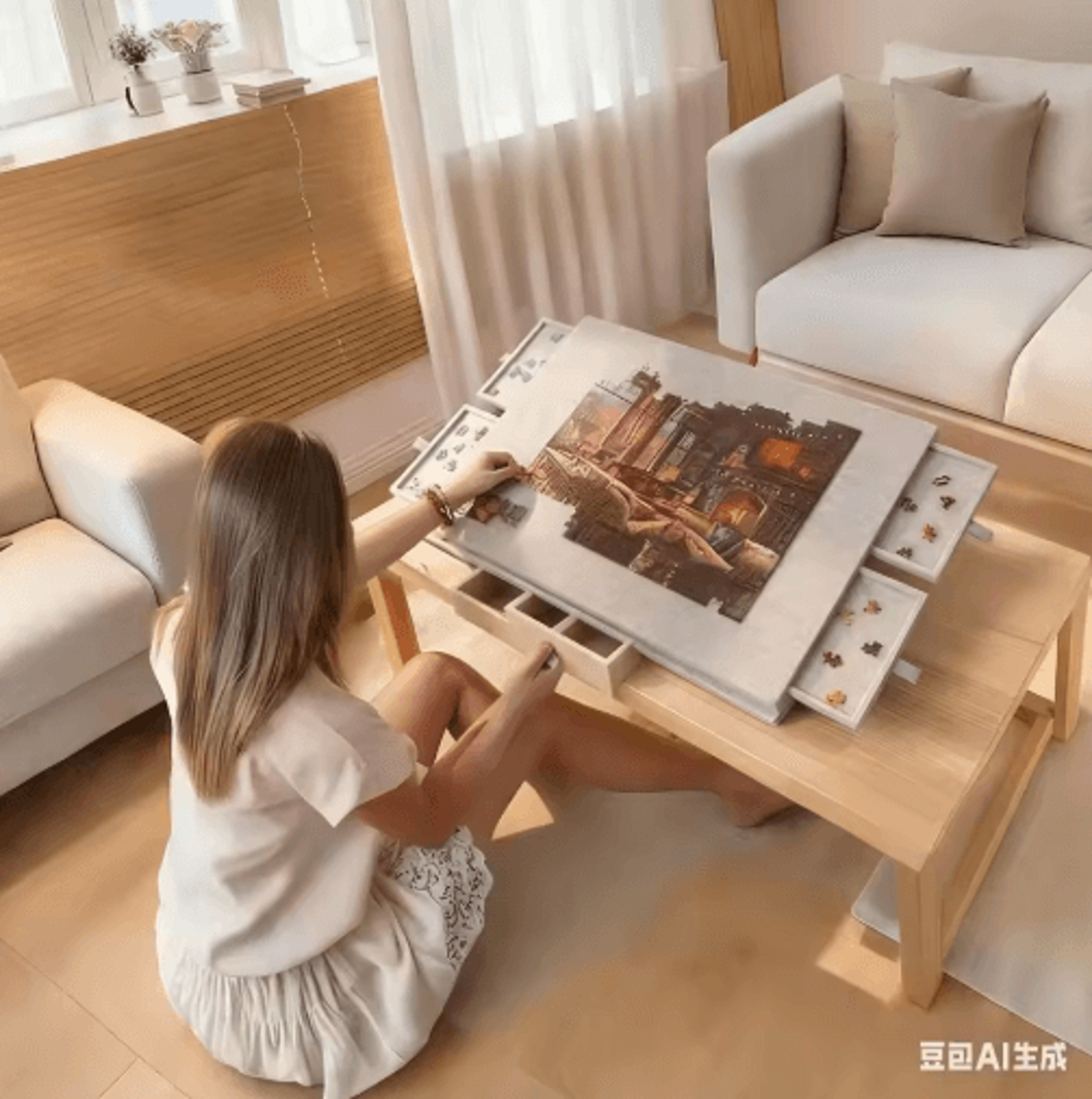 Portable Puzzle Board With 6 Drawers  Jigsaw Table With Stand  Lid 1
