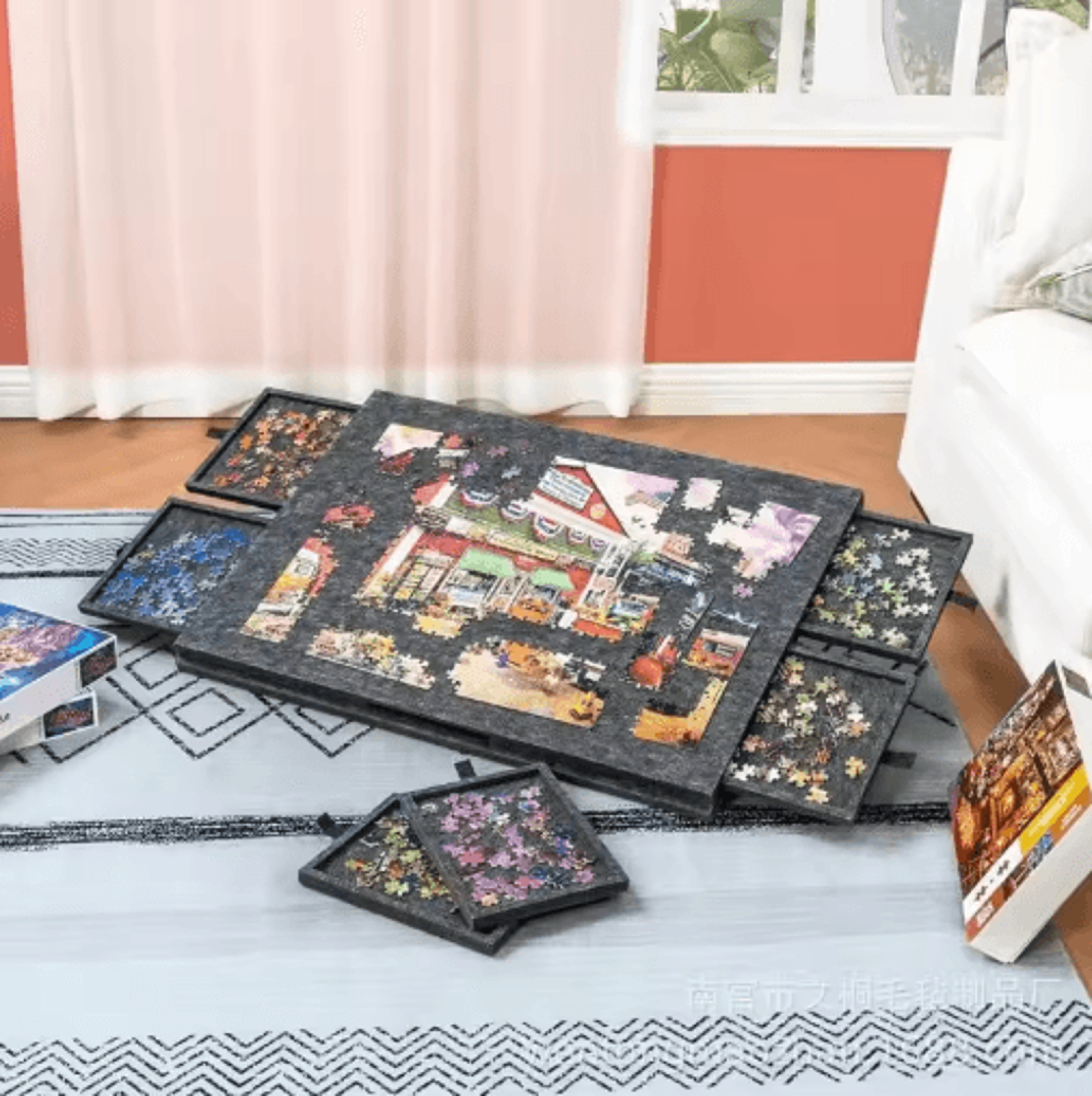 Portable Puzzle Board With 6 Drawers  Jigsaw Table With Stand  Lid 0