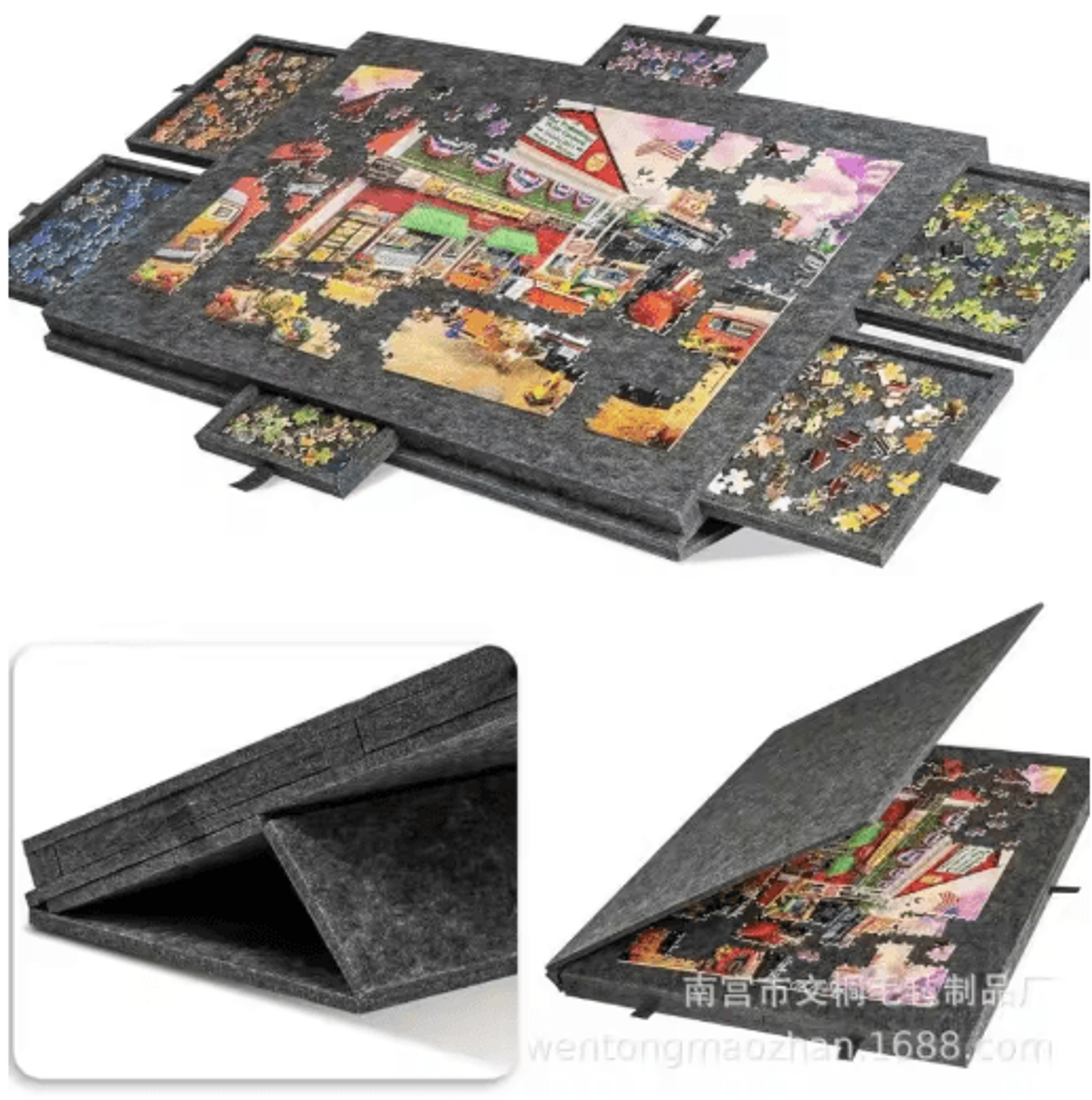 Portable Puzzle Board With 6 Drawers  Jigsaw Table With Stand  Lid 6