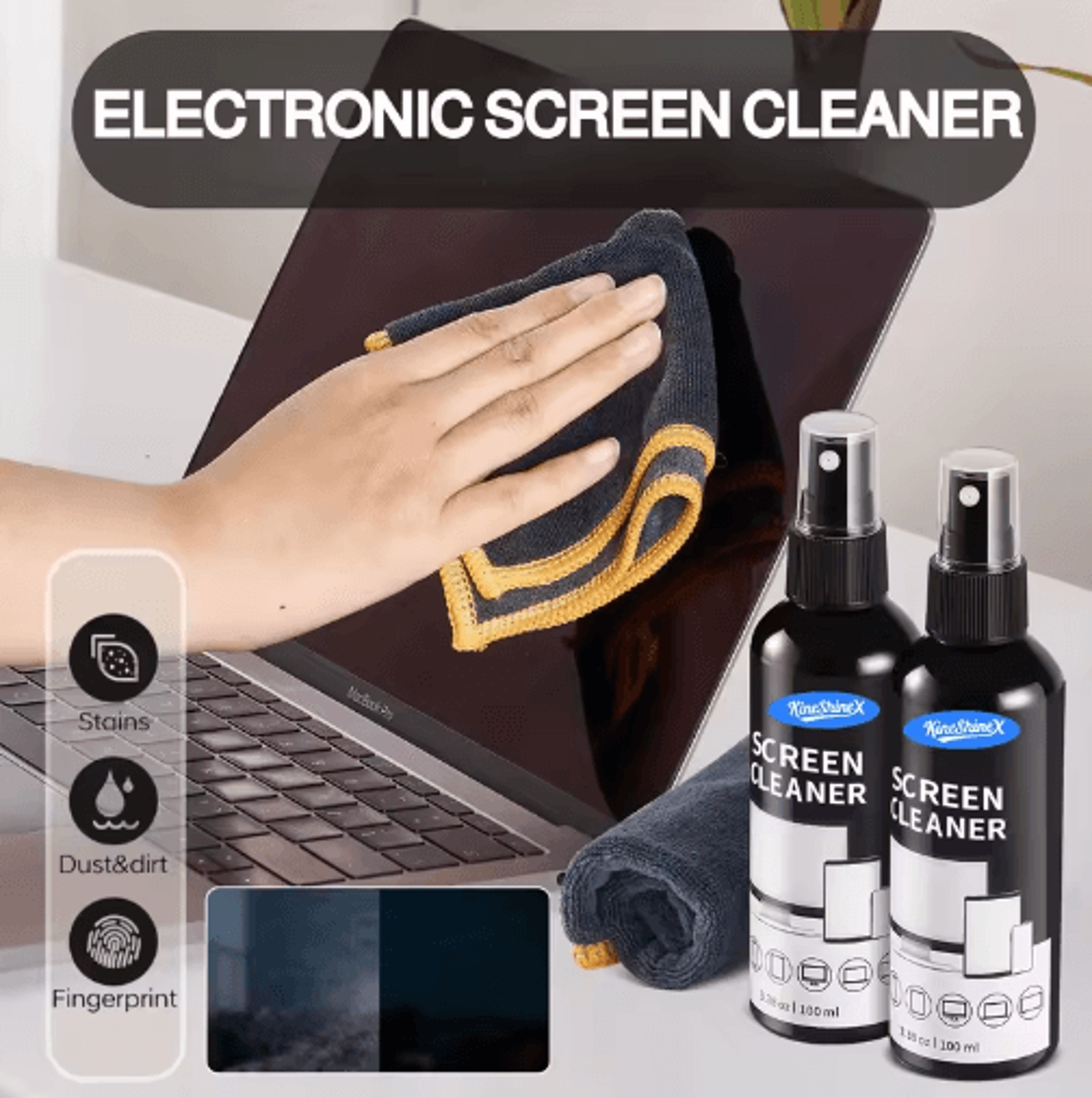 Screen Cleaner Spray Kit  Microfiber Cloth  AntiFingerprint Polish 0