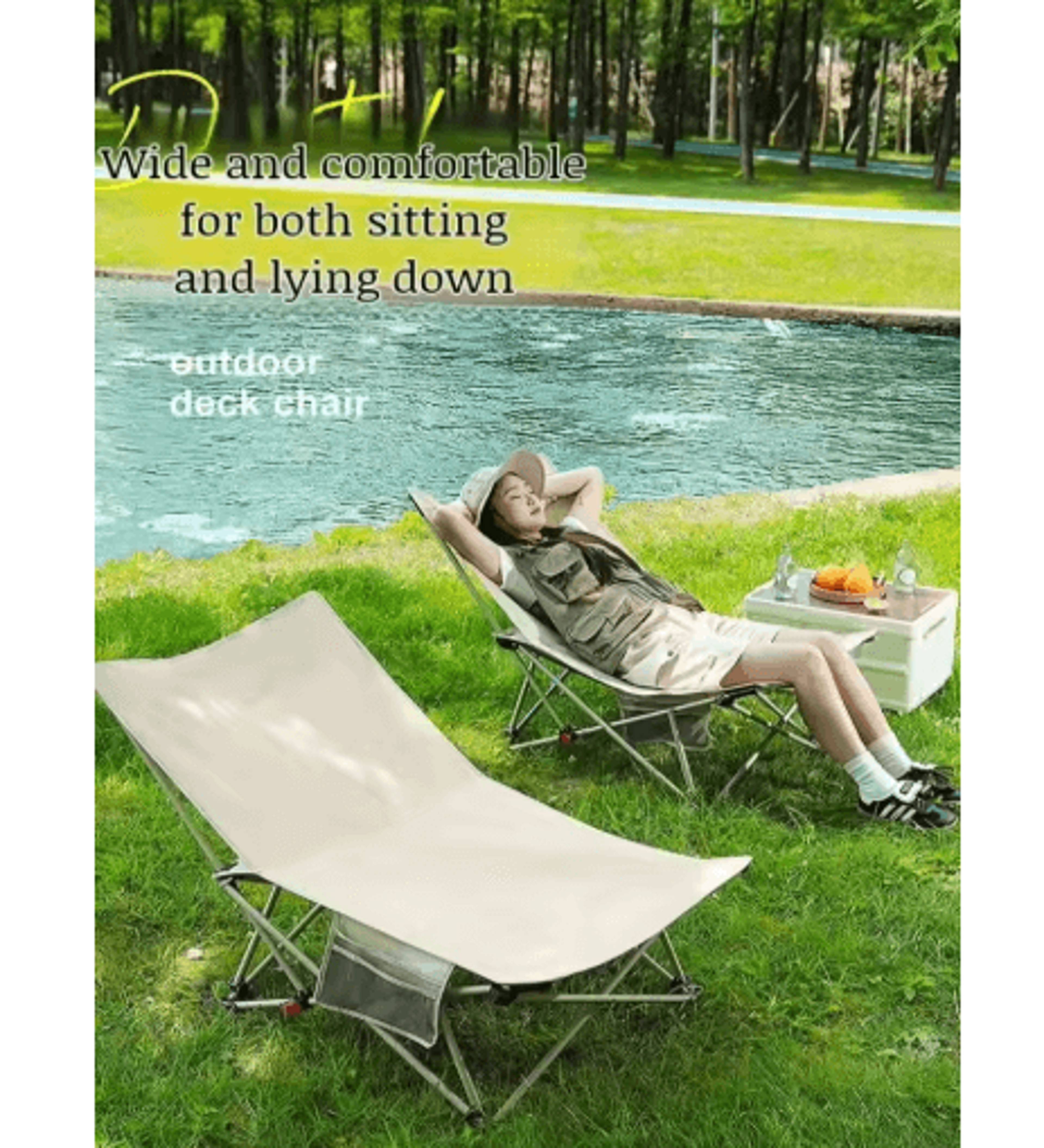 Portable Folding Camping Lounge Chair With Adjustable Backrest 11