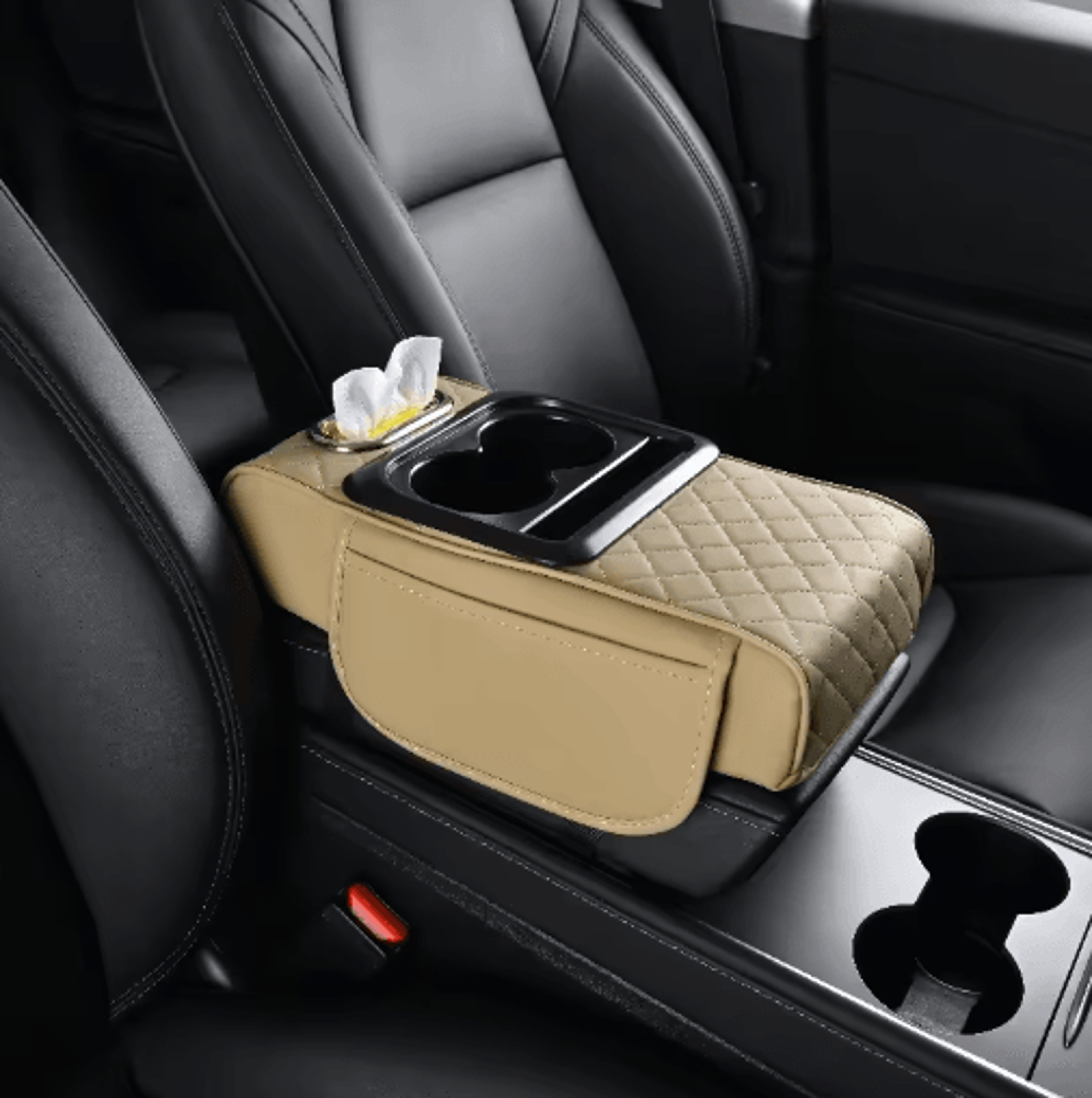 5in1 Car Armrest Cushion With Cup Holder And Storage Organizer 4