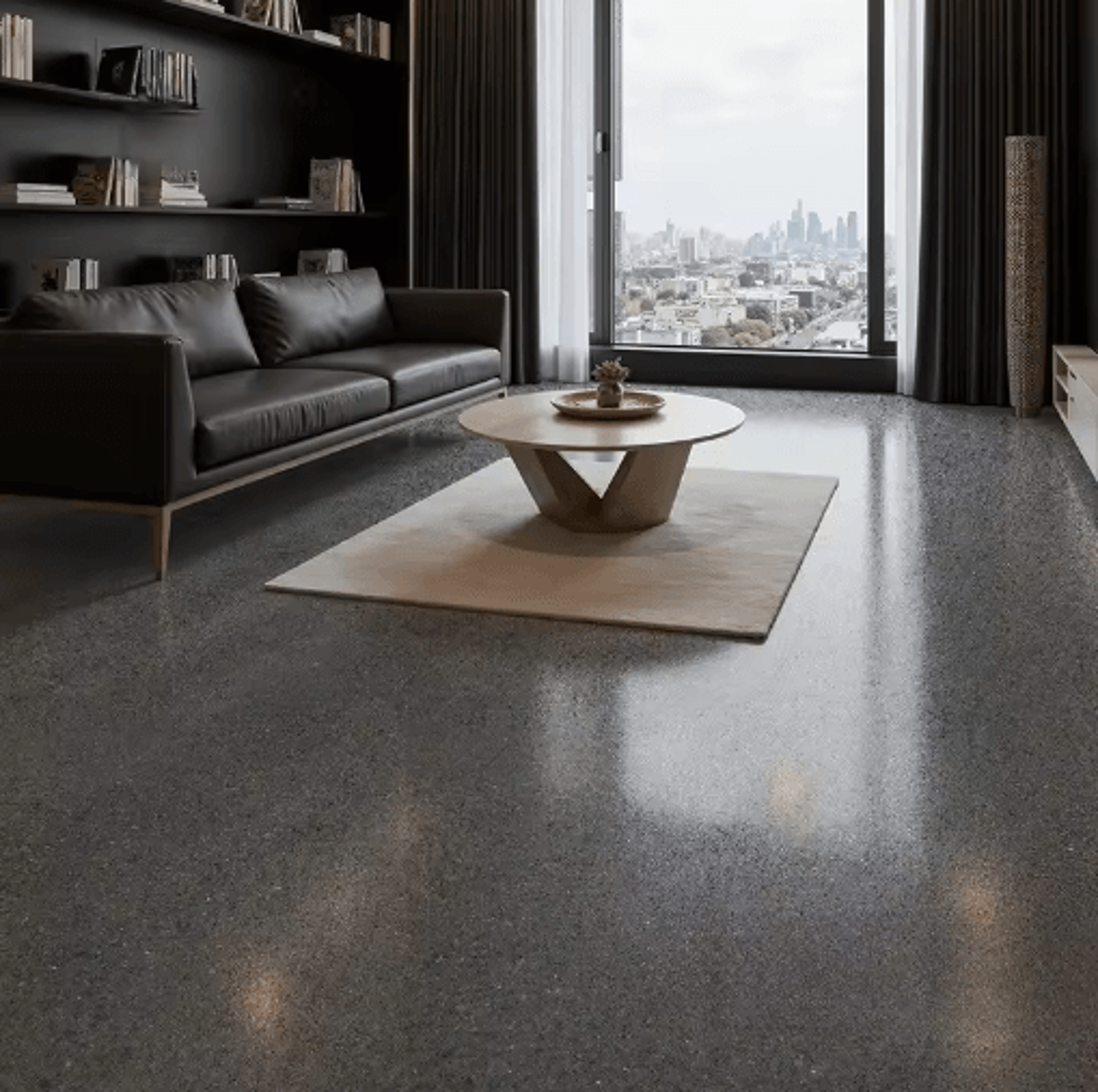 WaterBased Epoxy Floor Paint With Colored Sand Marble Effect 4