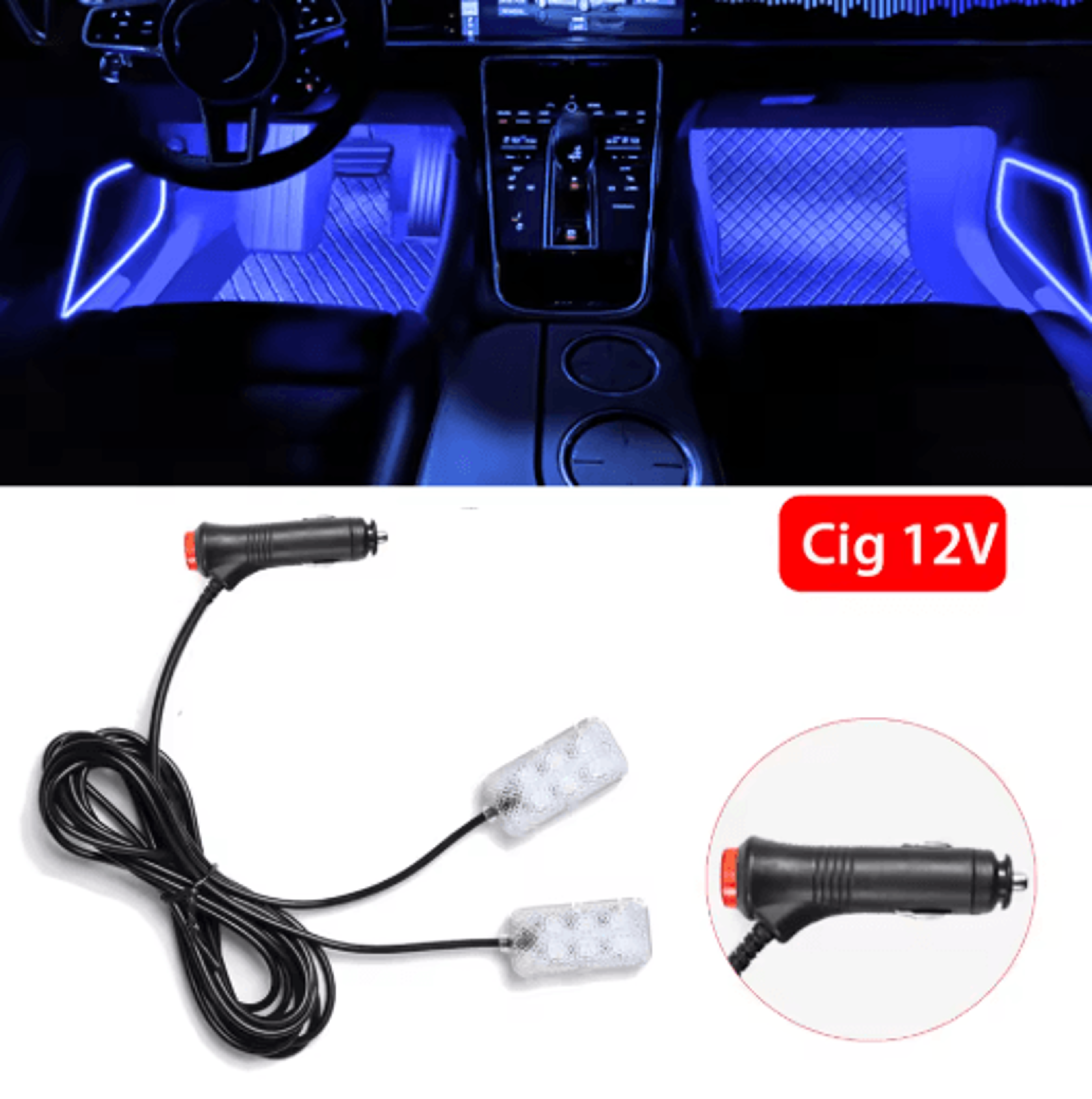 LED Car Interior Ambient Strip Lights With USB And 12V Power 3