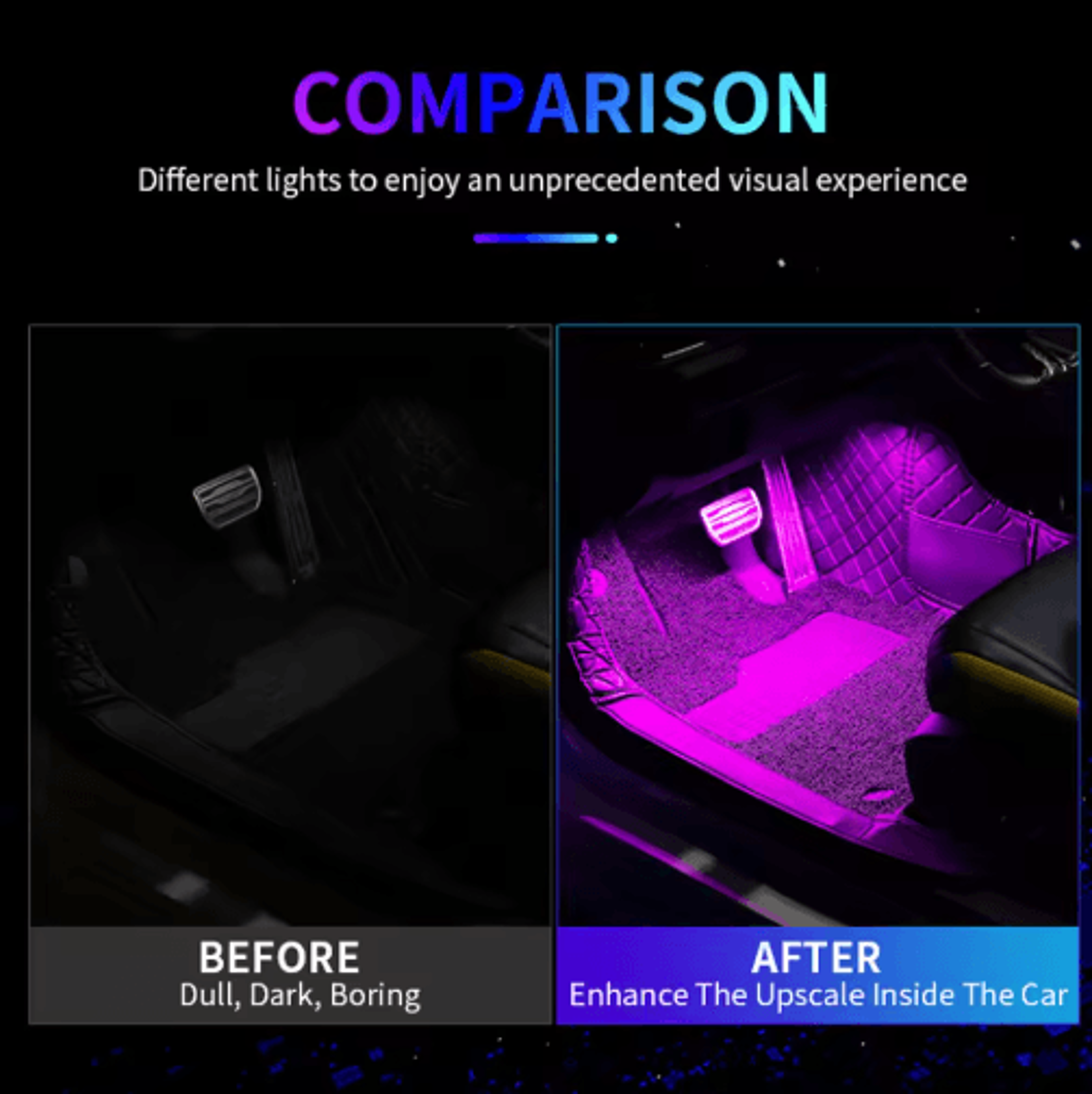 LED Car Interior Ambient Strip Lights With USB And 12V Power 13
