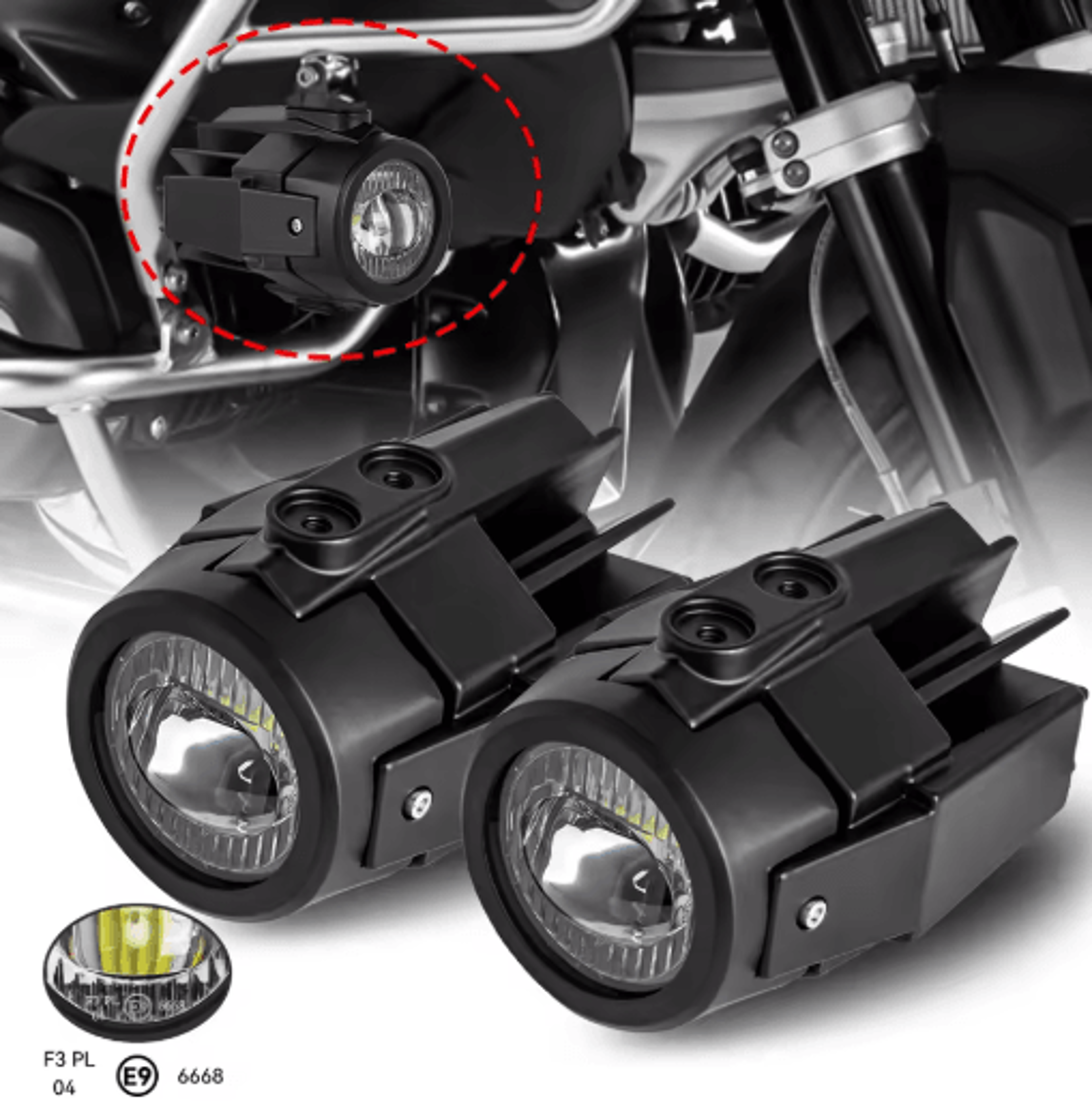 E9 FlipUp Motorcycle LED Fog Light Protector For BMW R1200GS R1250GS 0