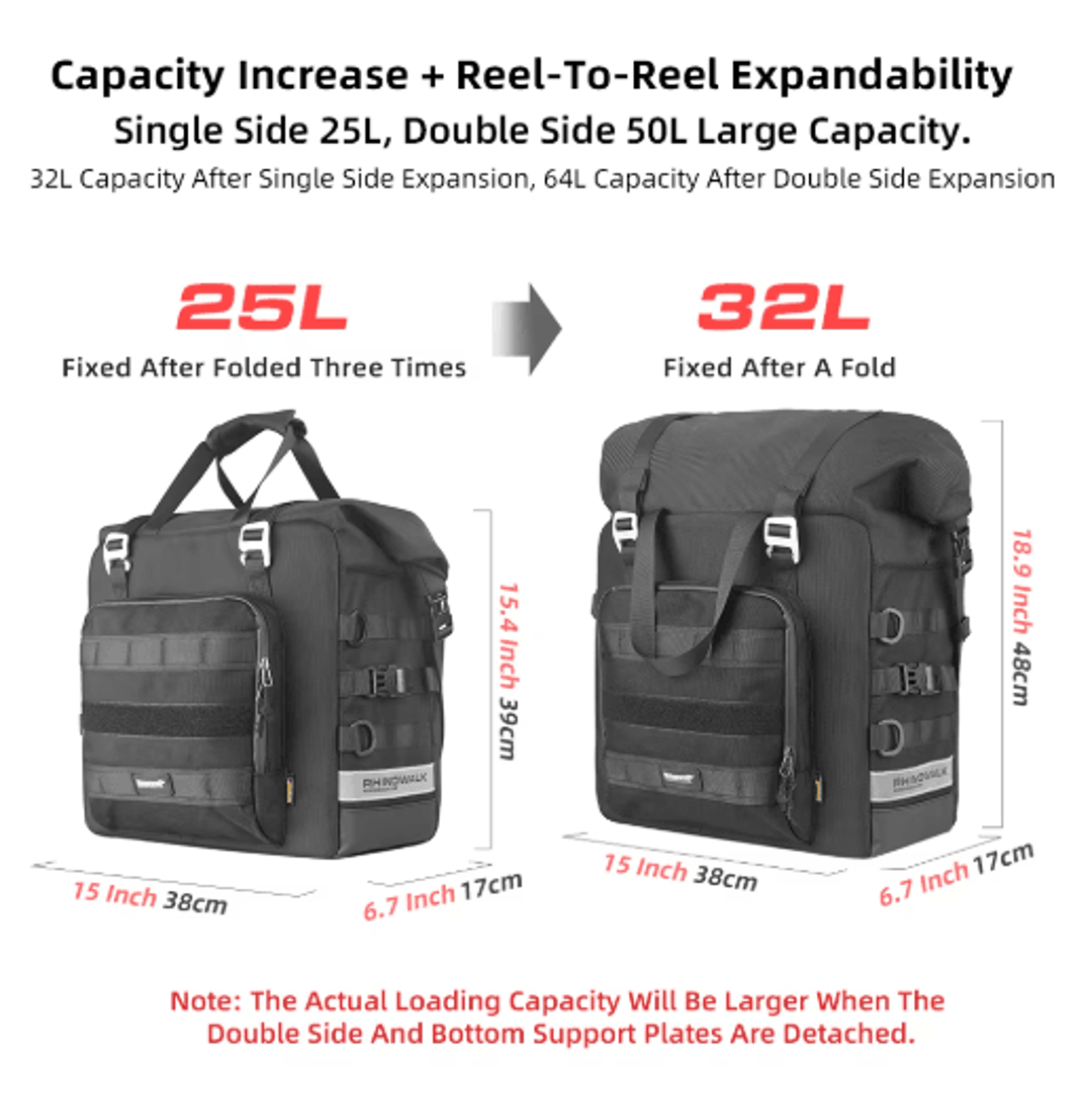 Waterproof Motorcycle Side Bag 25L32L Expandable Pannier 6