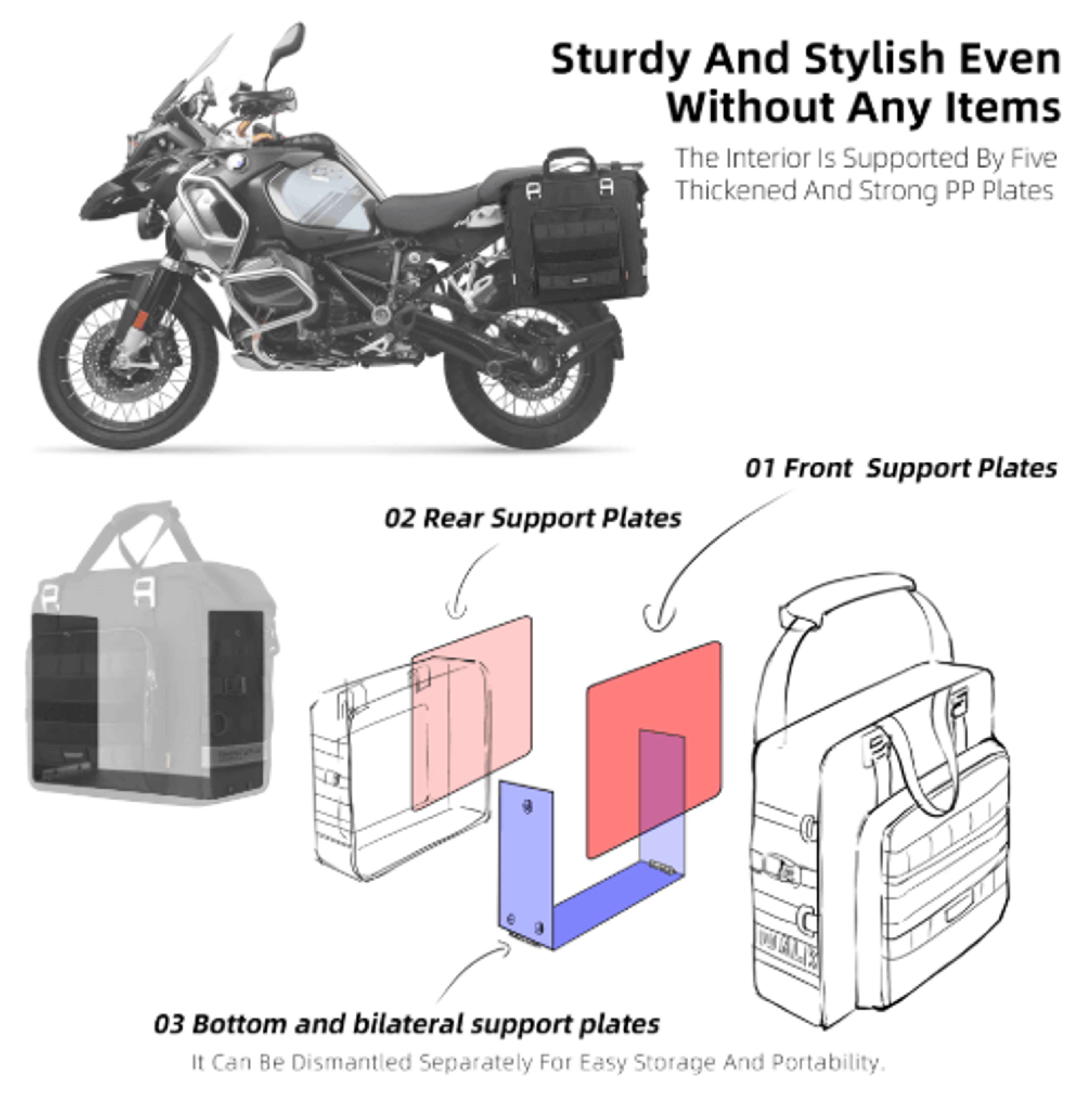 Waterproof Motorcycle Side Bag 25L32L Expandable Pannier 2