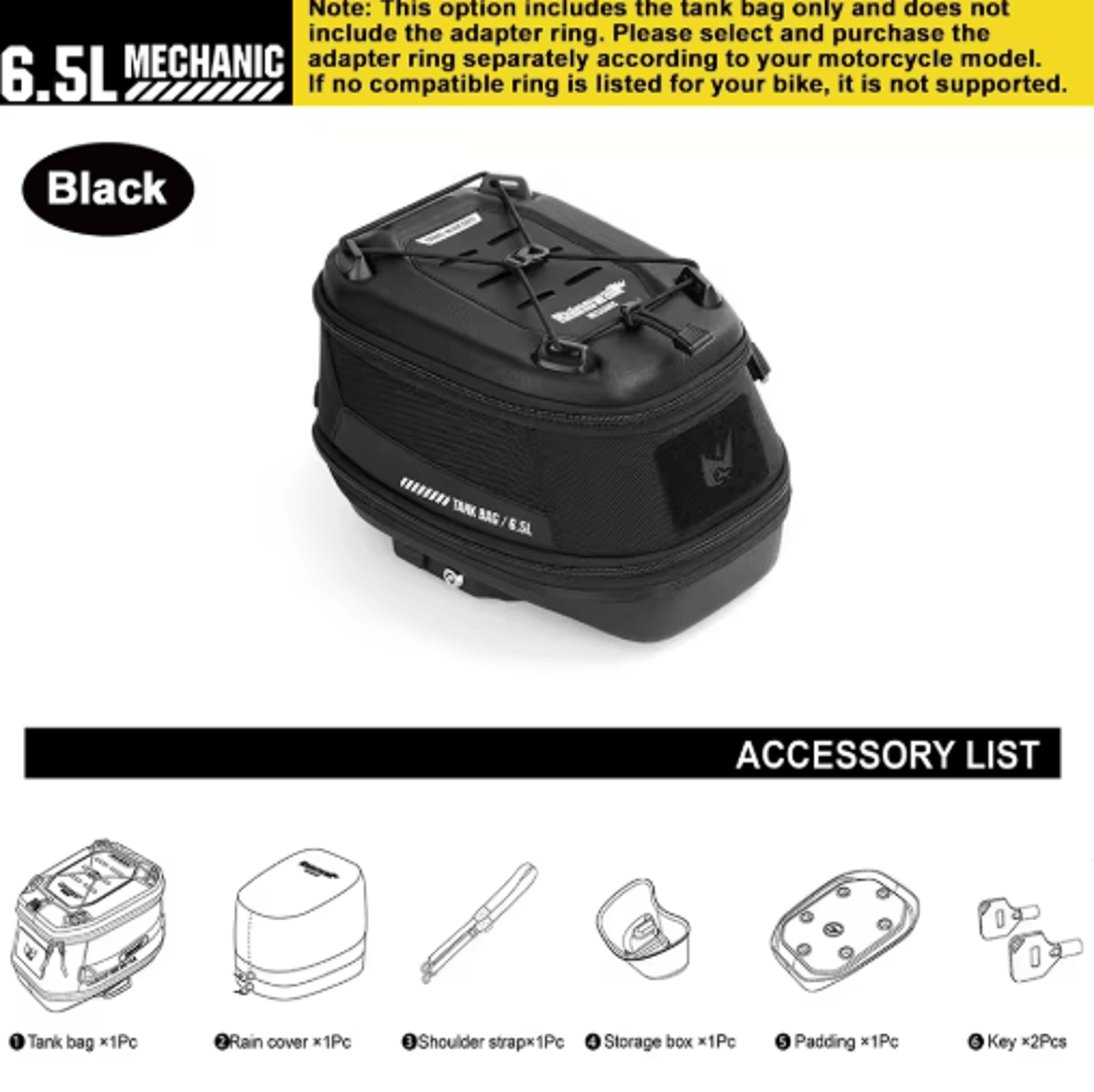 65L Waterproof Motorcycle Magnetic Tank Bag With Quick Release 3