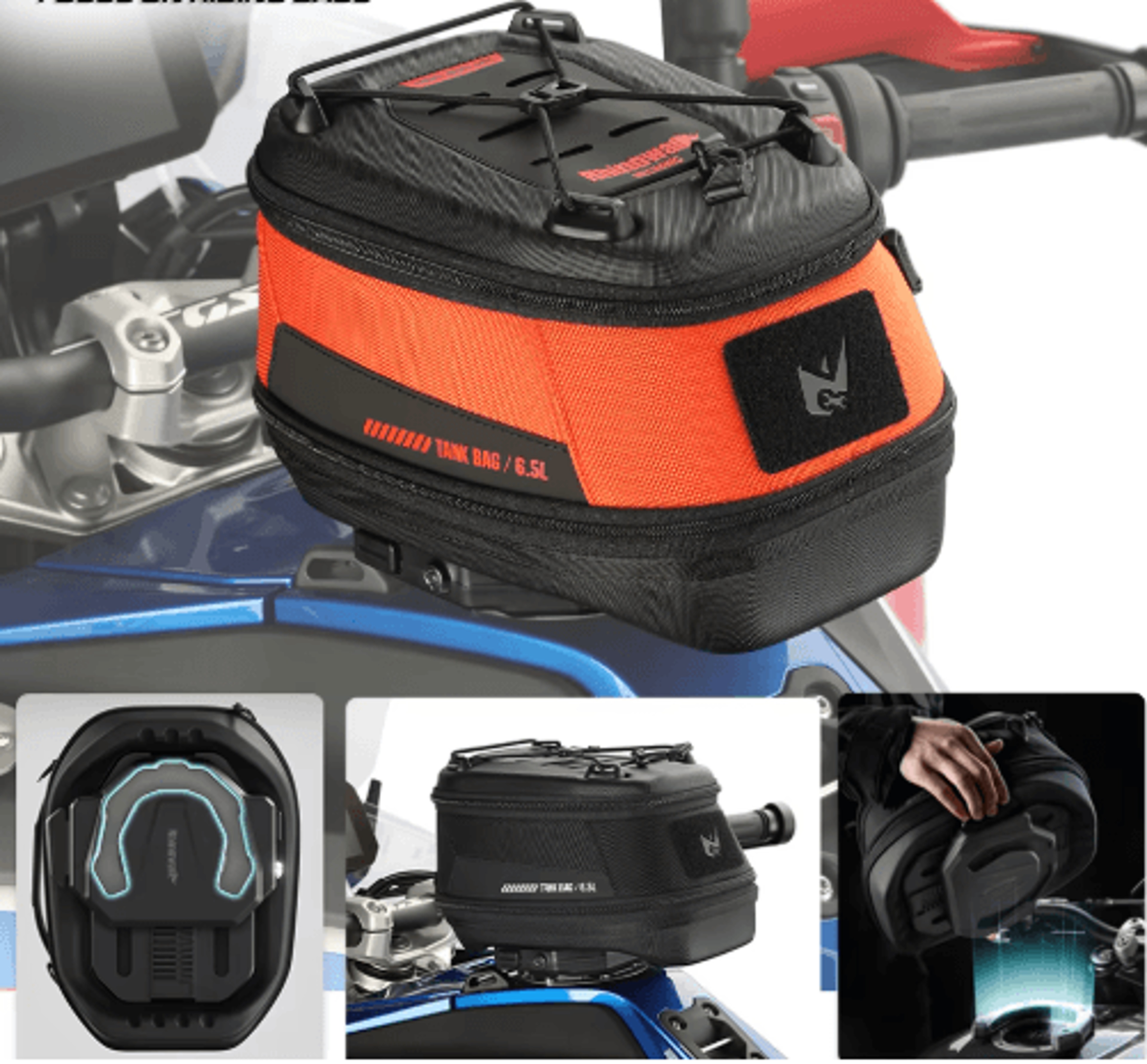 65L Waterproof Motorcycle Magnetic Tank Bag With Quick Release 0