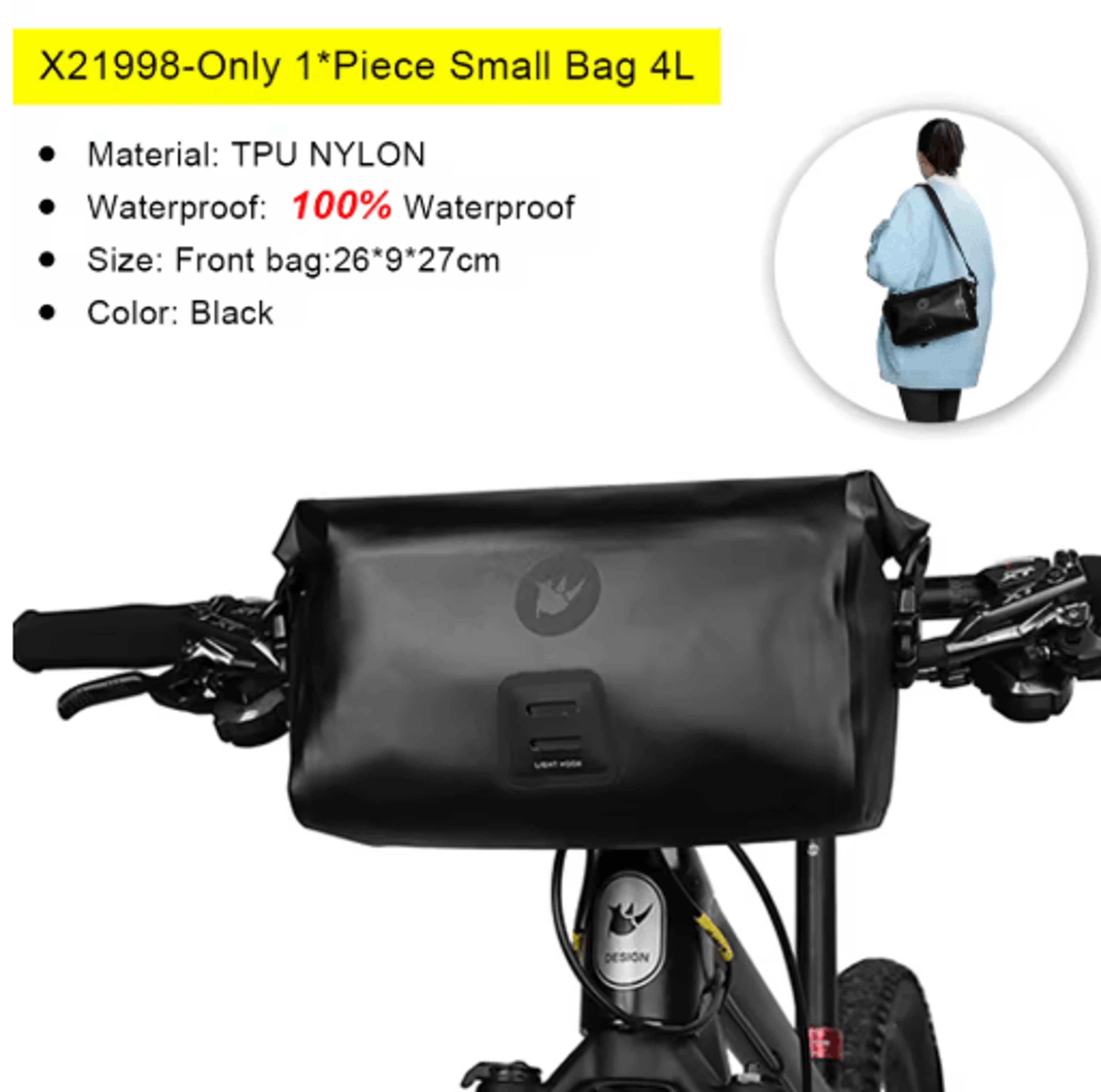 Waterproof Bicycle Handlebar Bag Large Capacity Front Storage Pouch 4
