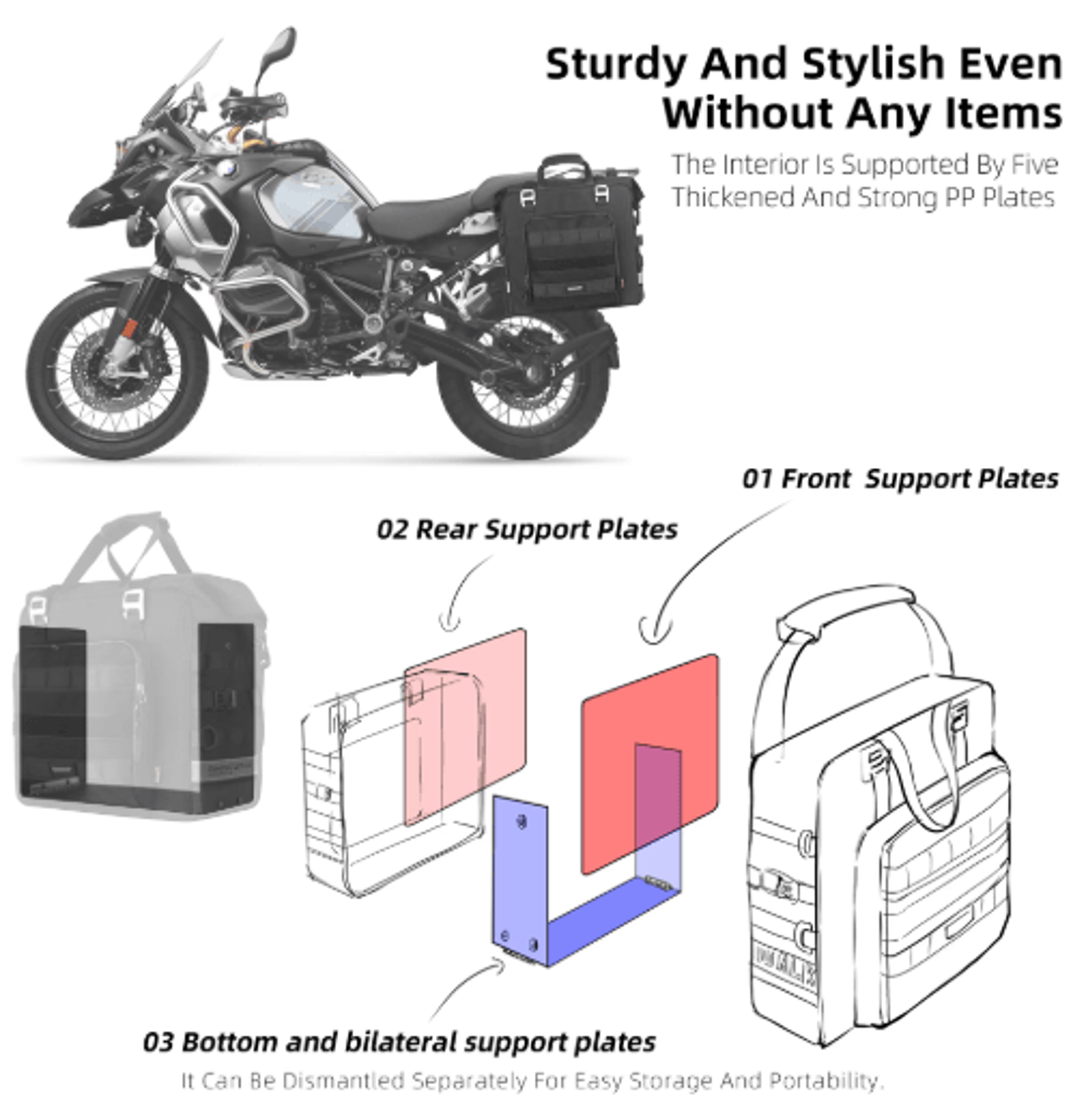 25L32L Expandable Motorcycle Side Bag  Waterproof QuickRelease Pannier 2