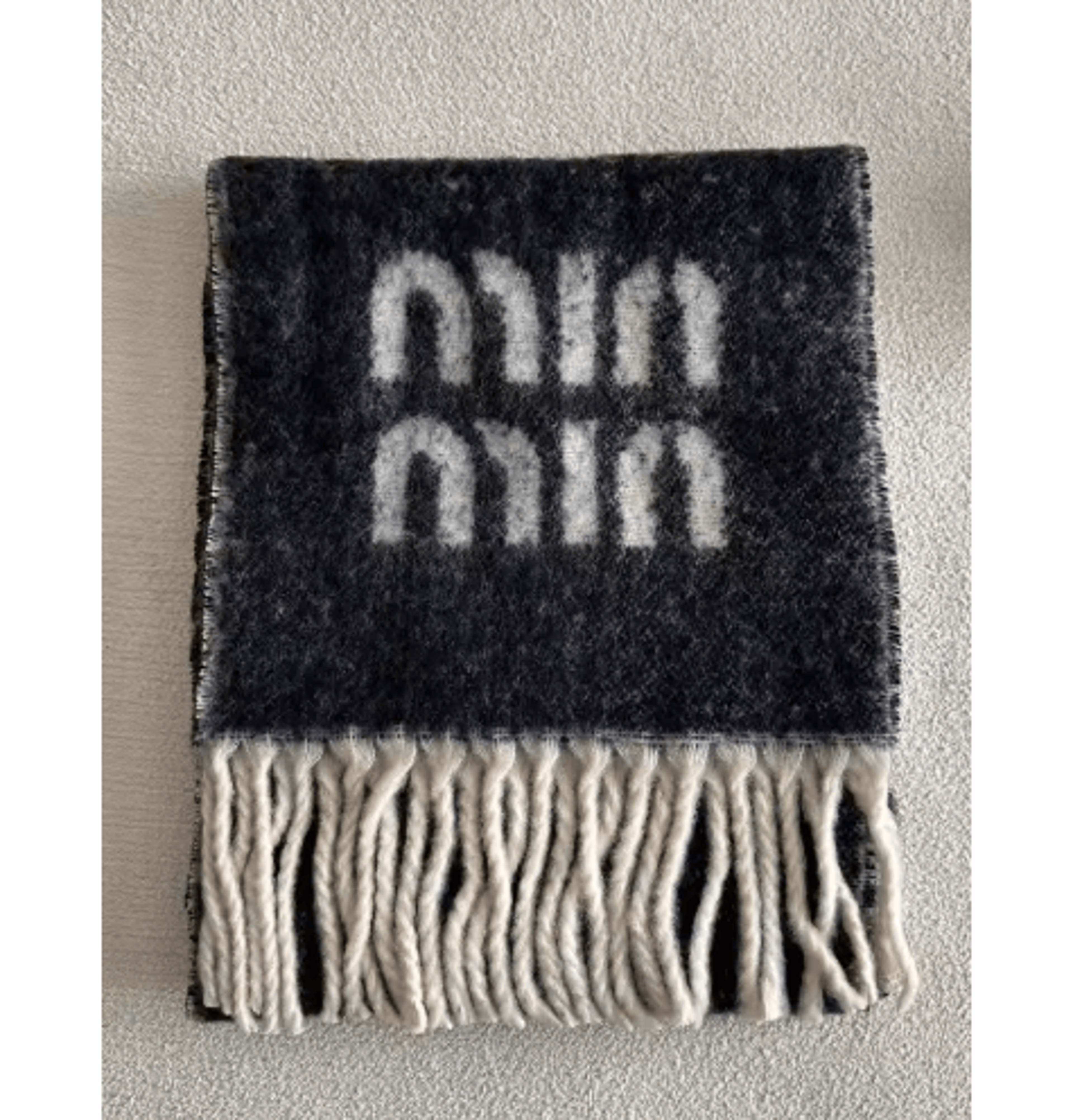 TwoTone Wool Blend Scarf  Thick Jacquard Knit Winter Shawl 4