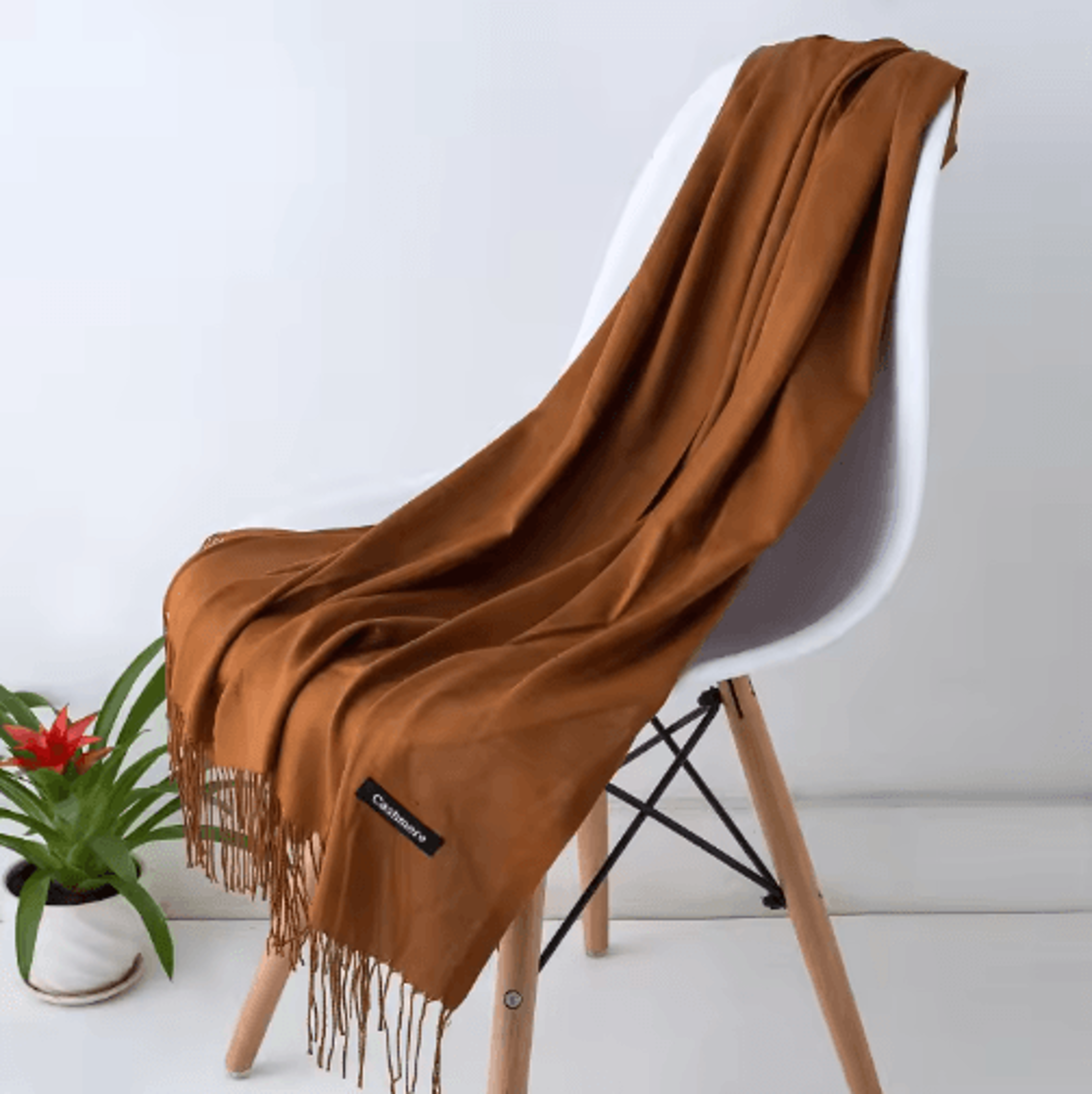 Solid Color CashmereStyle Scarf  Warm Tassel Shawl  Wrap 4